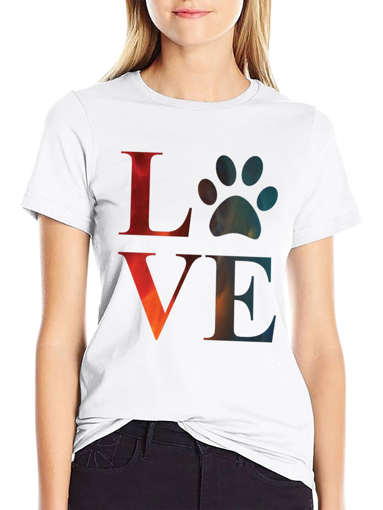 Love Paw Print Graphic Tee - Casual Comfort
