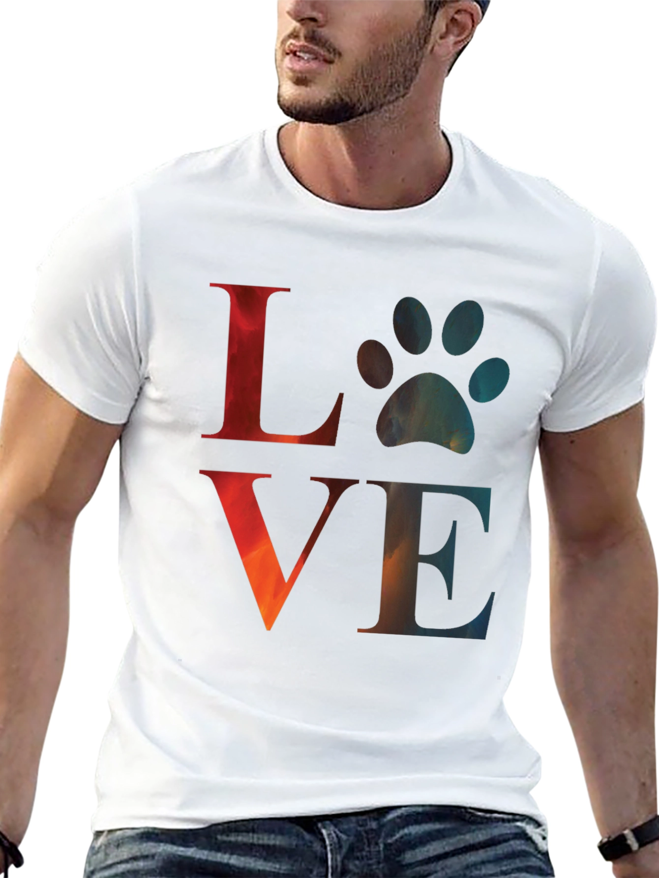 Love Paw Print Graphic Tee - Casual Comfort