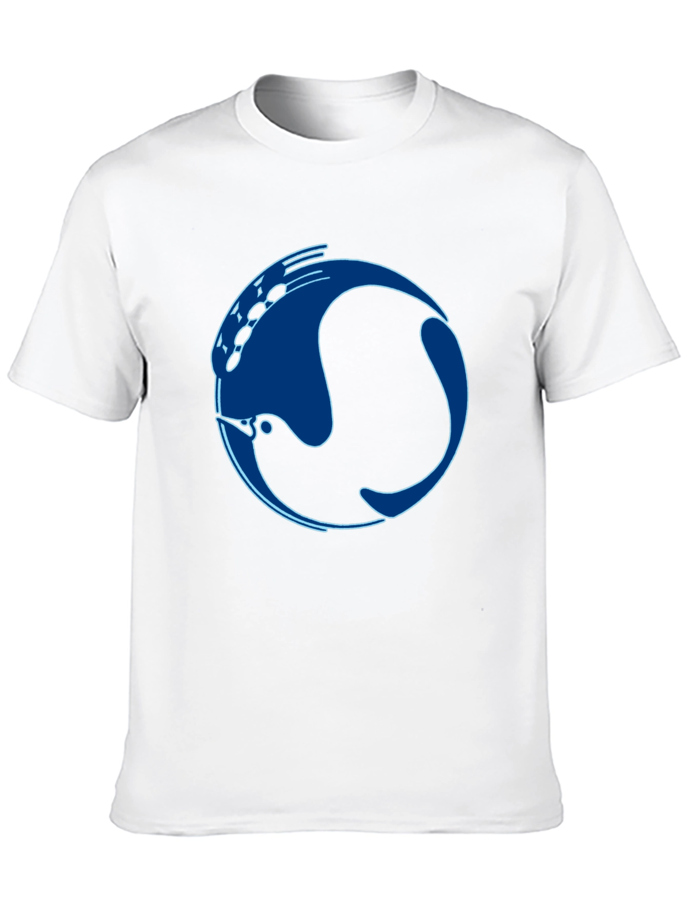 Stylish Black T-Shirt with Abstract Blue Fish Design