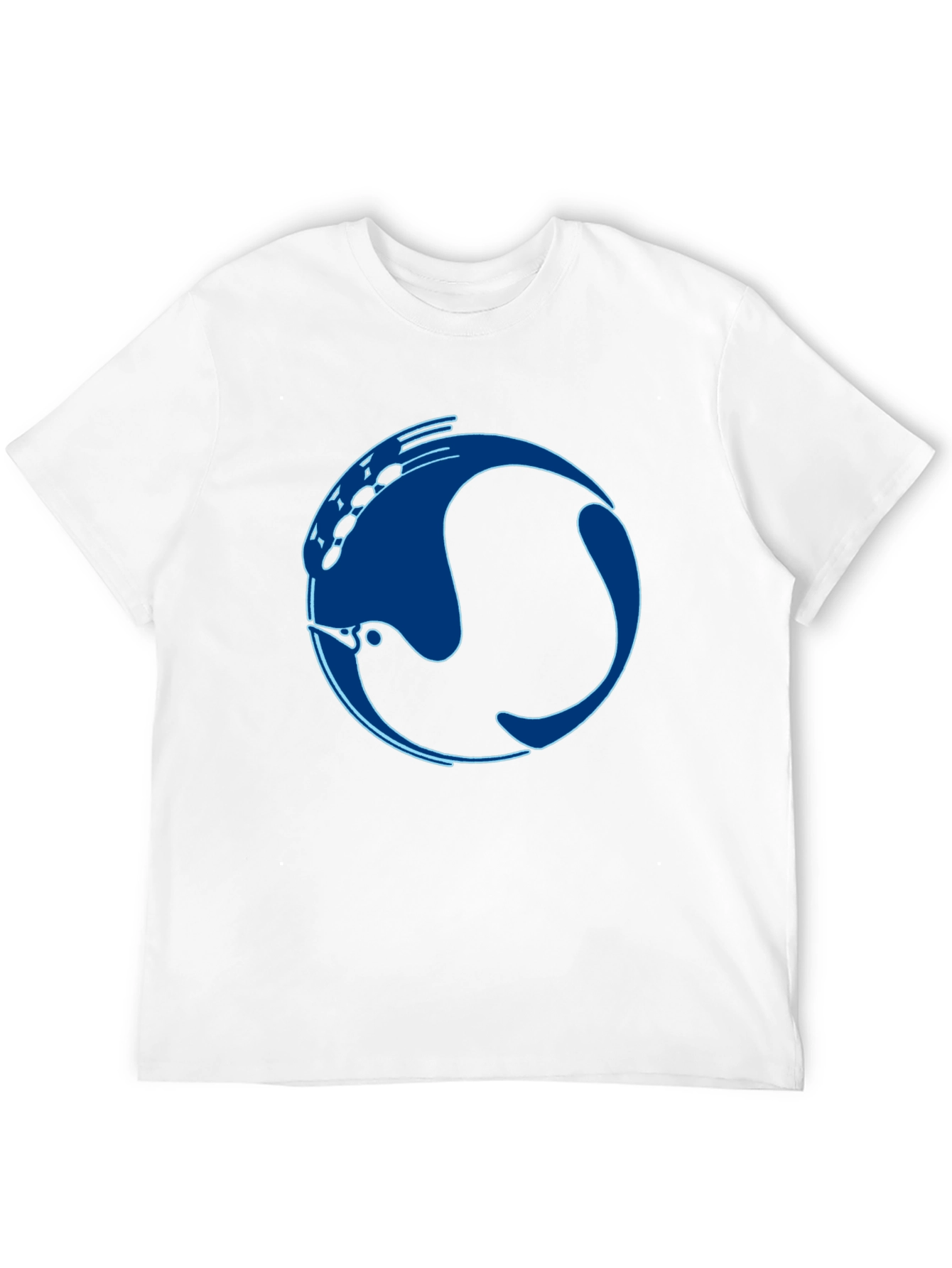 Stylish Black T-Shirt with Abstract Blue Fish Design
