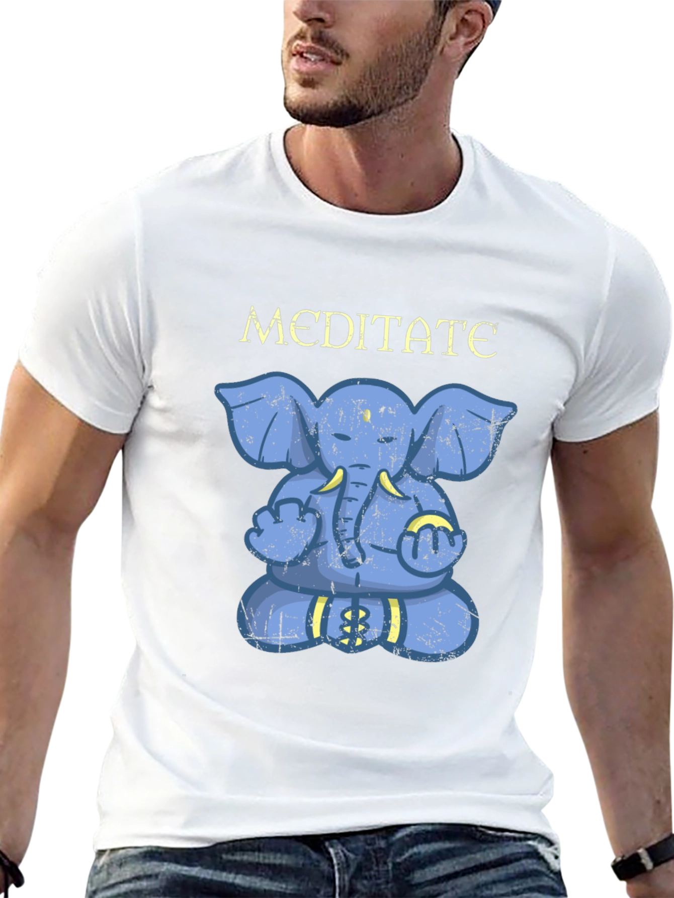 Meditate Elephant Graphic T-Shirt