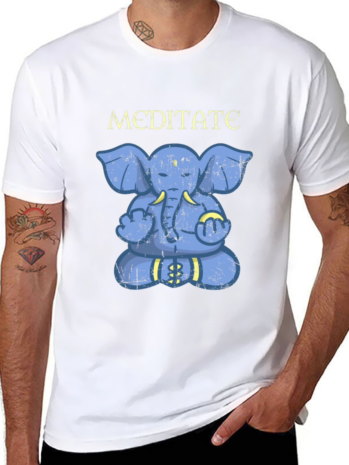 Meditate Elephant Graphic T-Shirt
