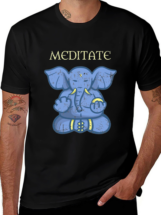 Meditate Elephant Graphic T-Shirt