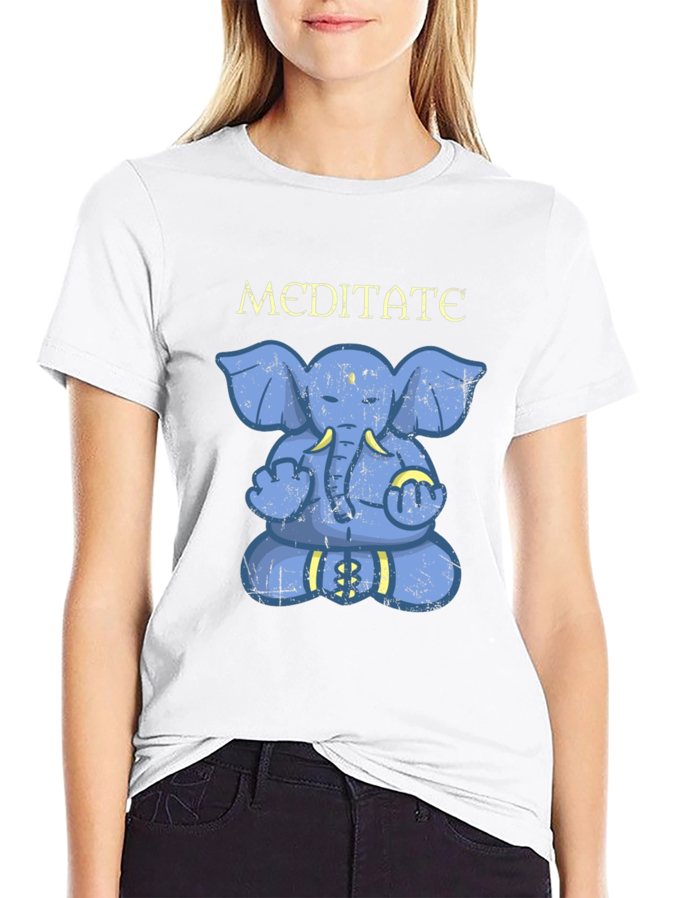 Meditate Elephant Graphic T-Shirt