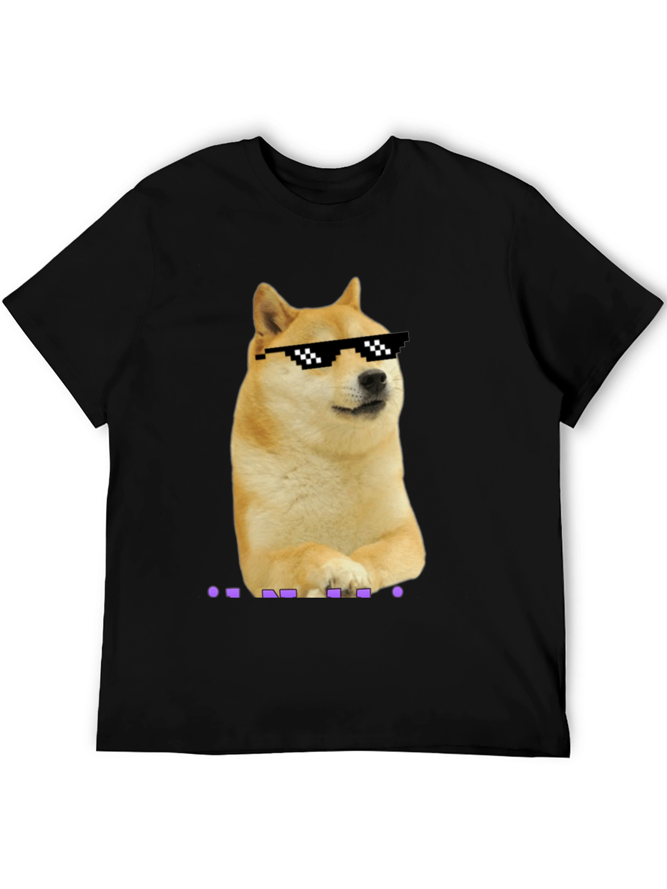 Doge Meme Pixel Sunglasses T-Shirt - Black