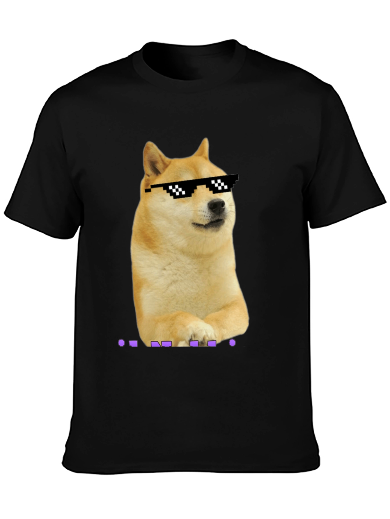 Doge Meme Pixel Sunglasses T-Shirt - Black
