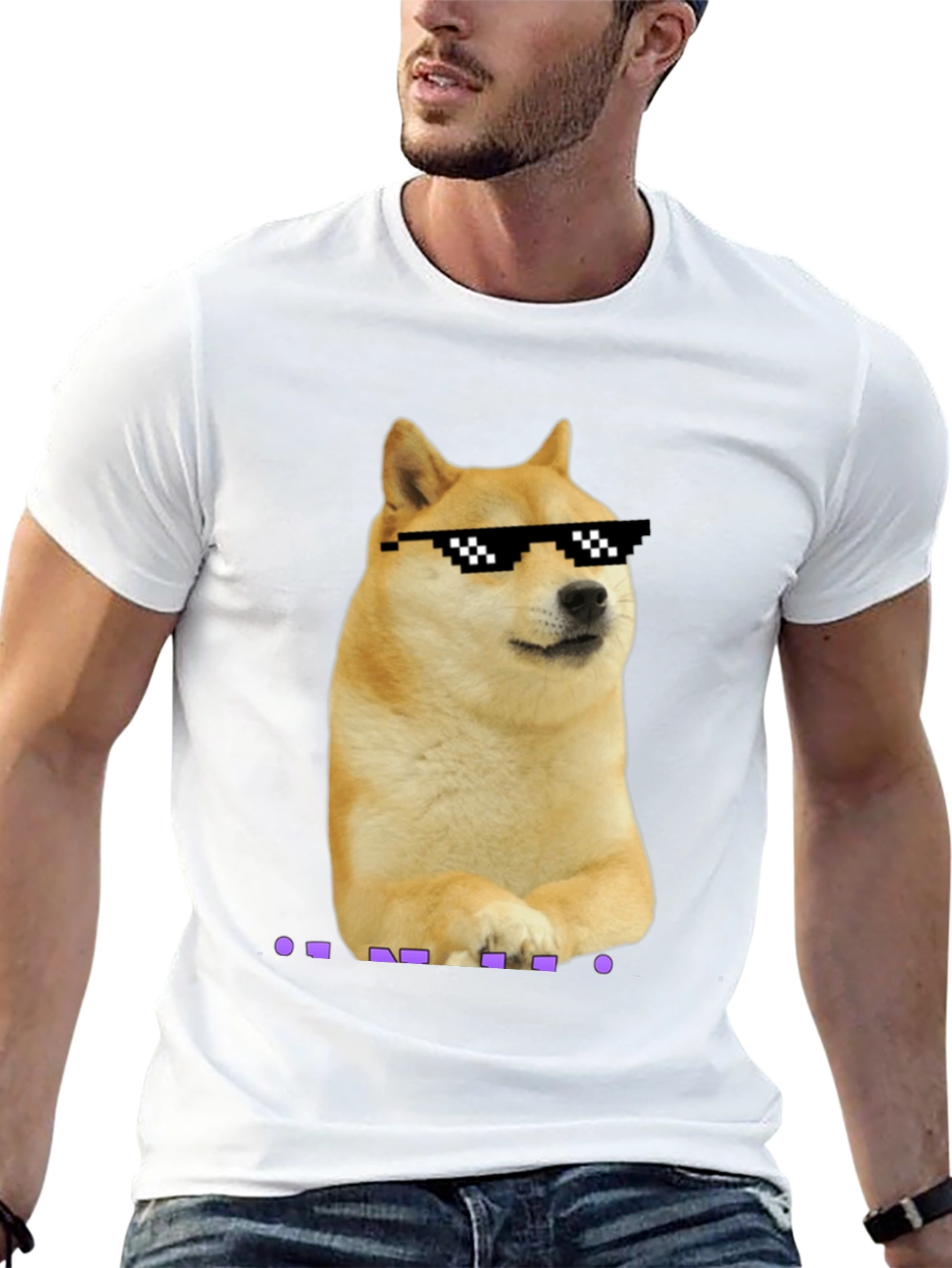 Doge Meme Pixel Sunglasses T-Shirt - Black