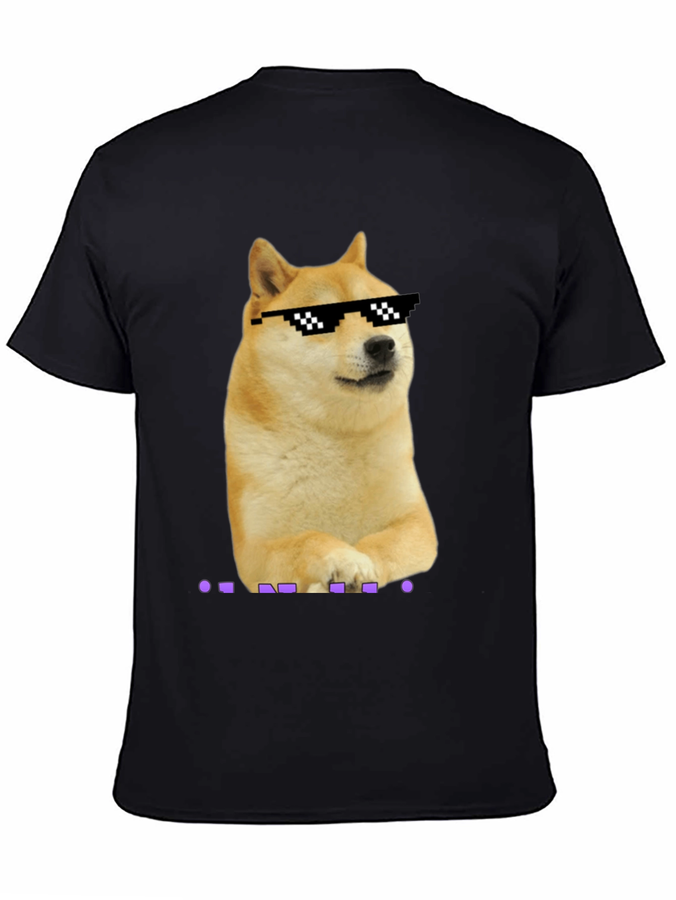 Doge Meme Pixel Sunglasses T-Shirt - Black