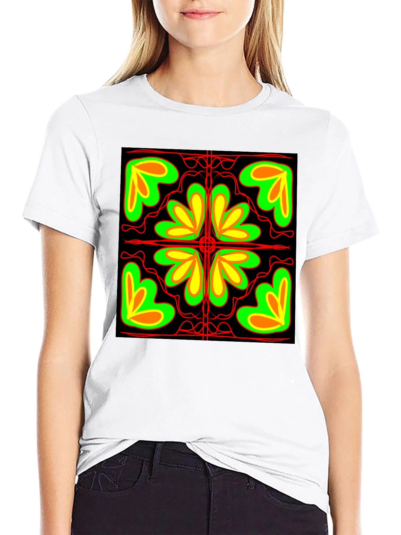 Abstract Floral Graphic Black T-Shirt