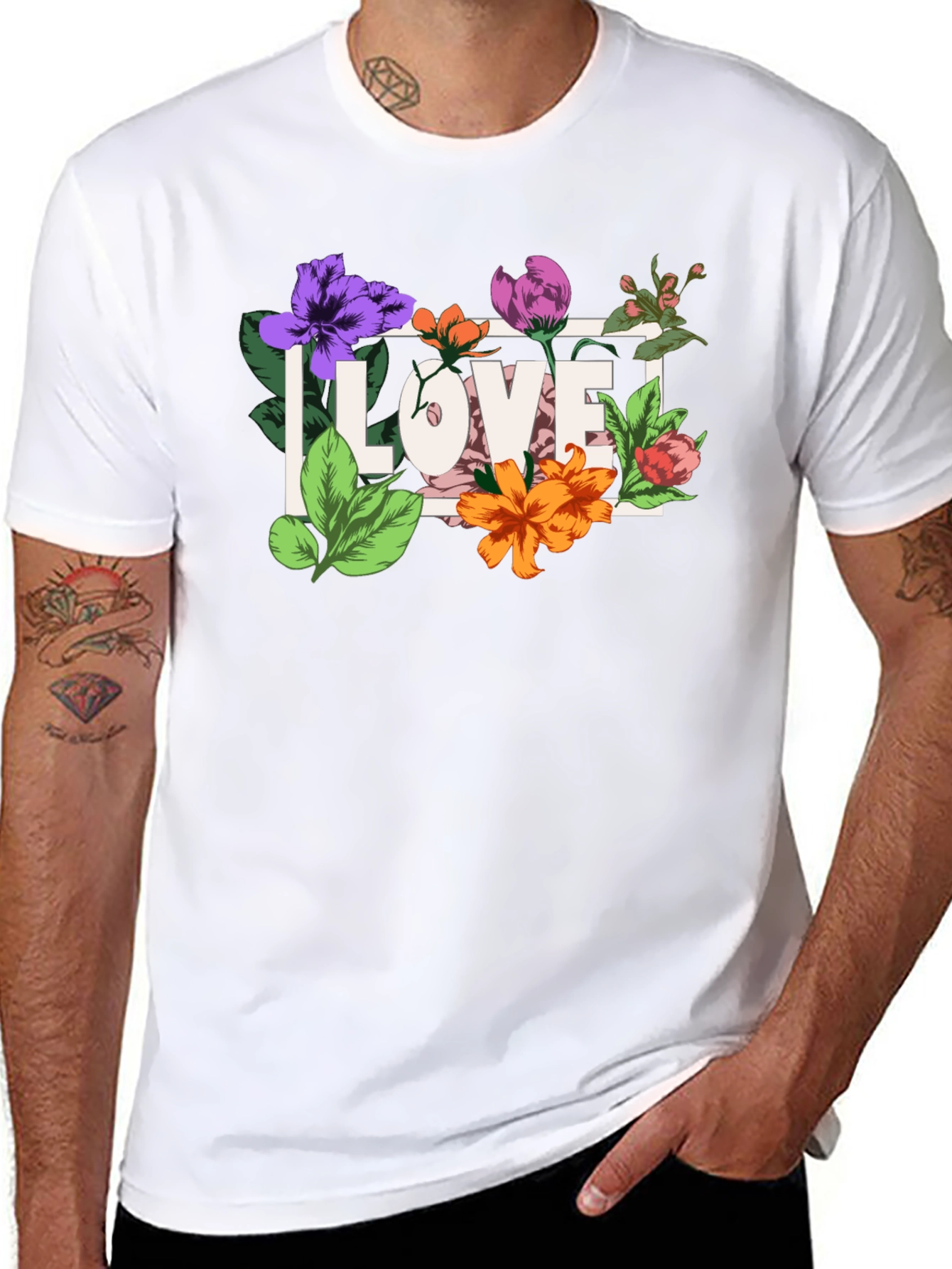 Floral Love Graphic Black T-Shirt