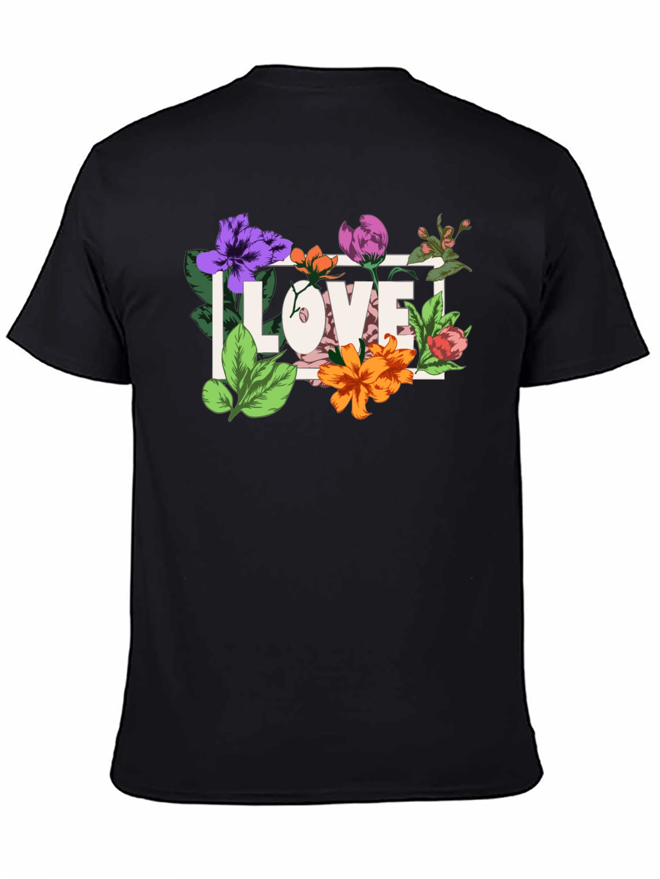 Floral Love Graphic Black T-Shirt