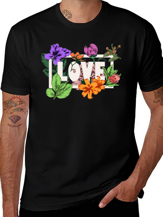 Floral Love Graphic Black T-Shirt