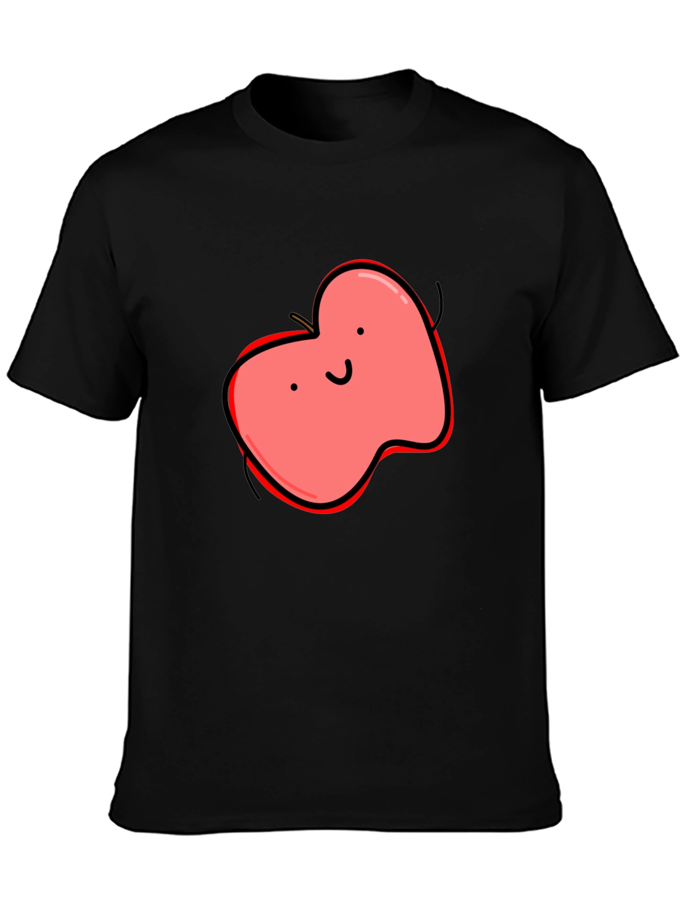 Fun Cartoon Apple T-Shirt - Black