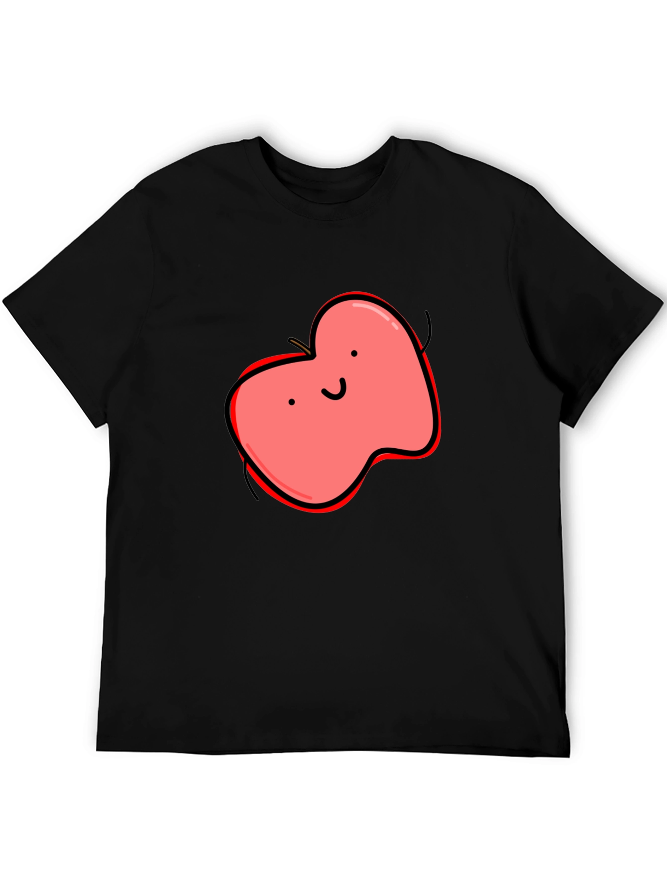 Fun Cartoon Apple T-Shirt - Black