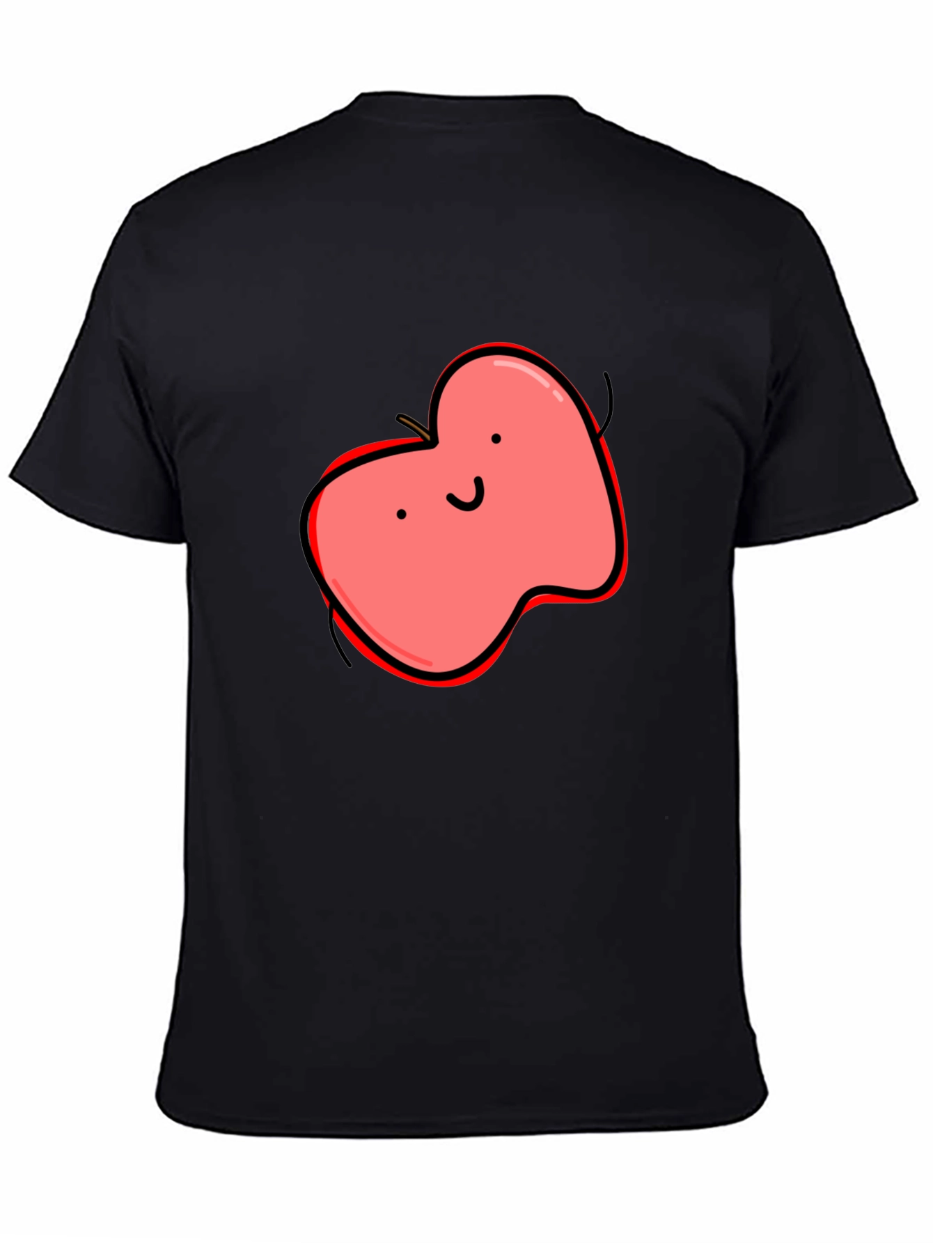 Fun Cartoon Apple T-Shirt - Black