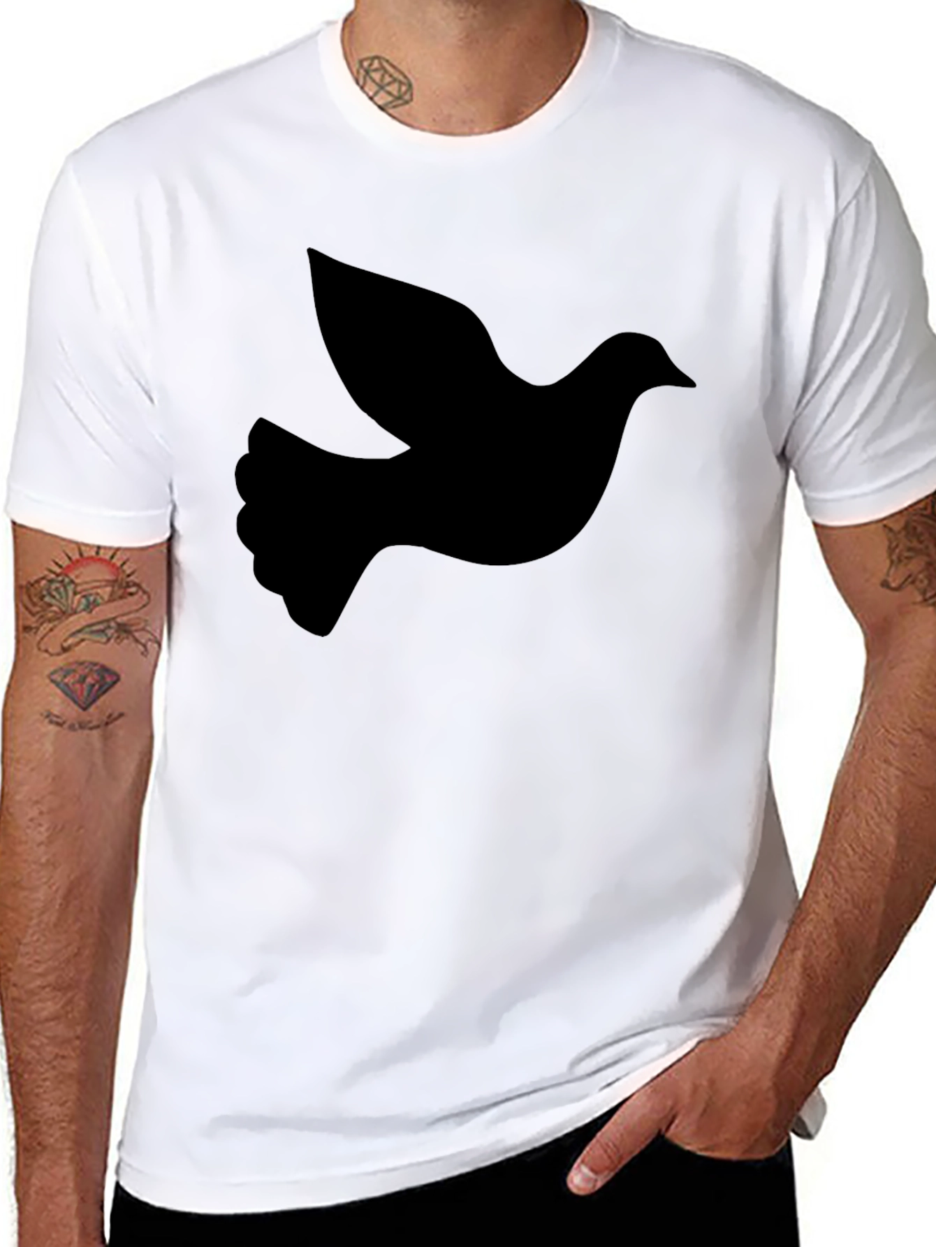 Dove Graphic Print Crew Neck Mens T-shirt