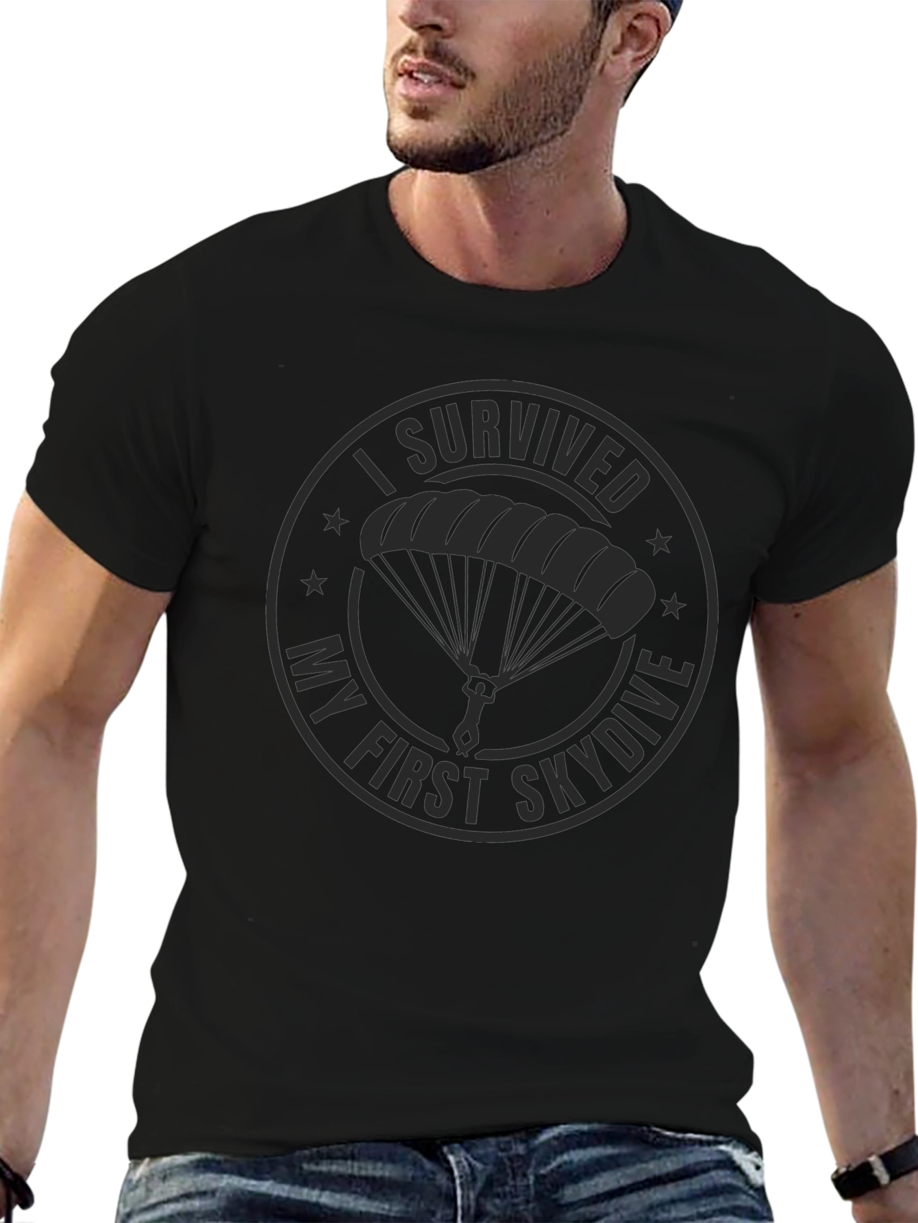 Skydiving Survivor T-Shirt - Black Cotton Tee