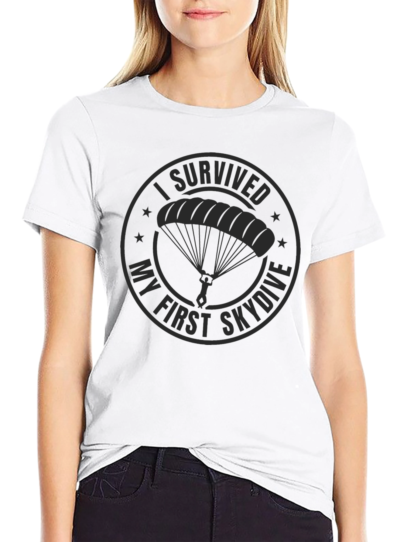 Skydiving Survivor T-Shirt - Black Cotton Tee