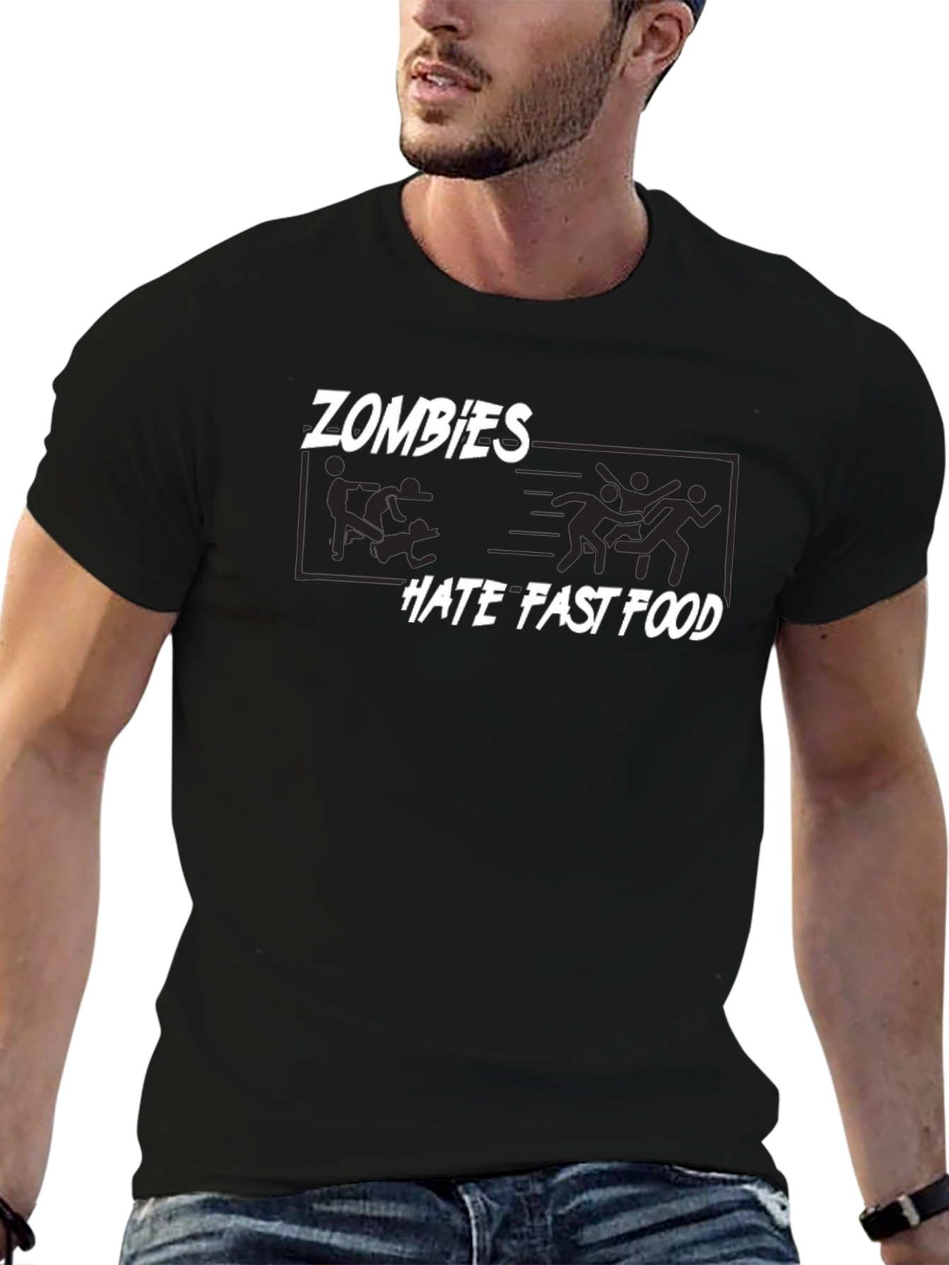 Zombies Hate Fast Food Graphic T-Shirt