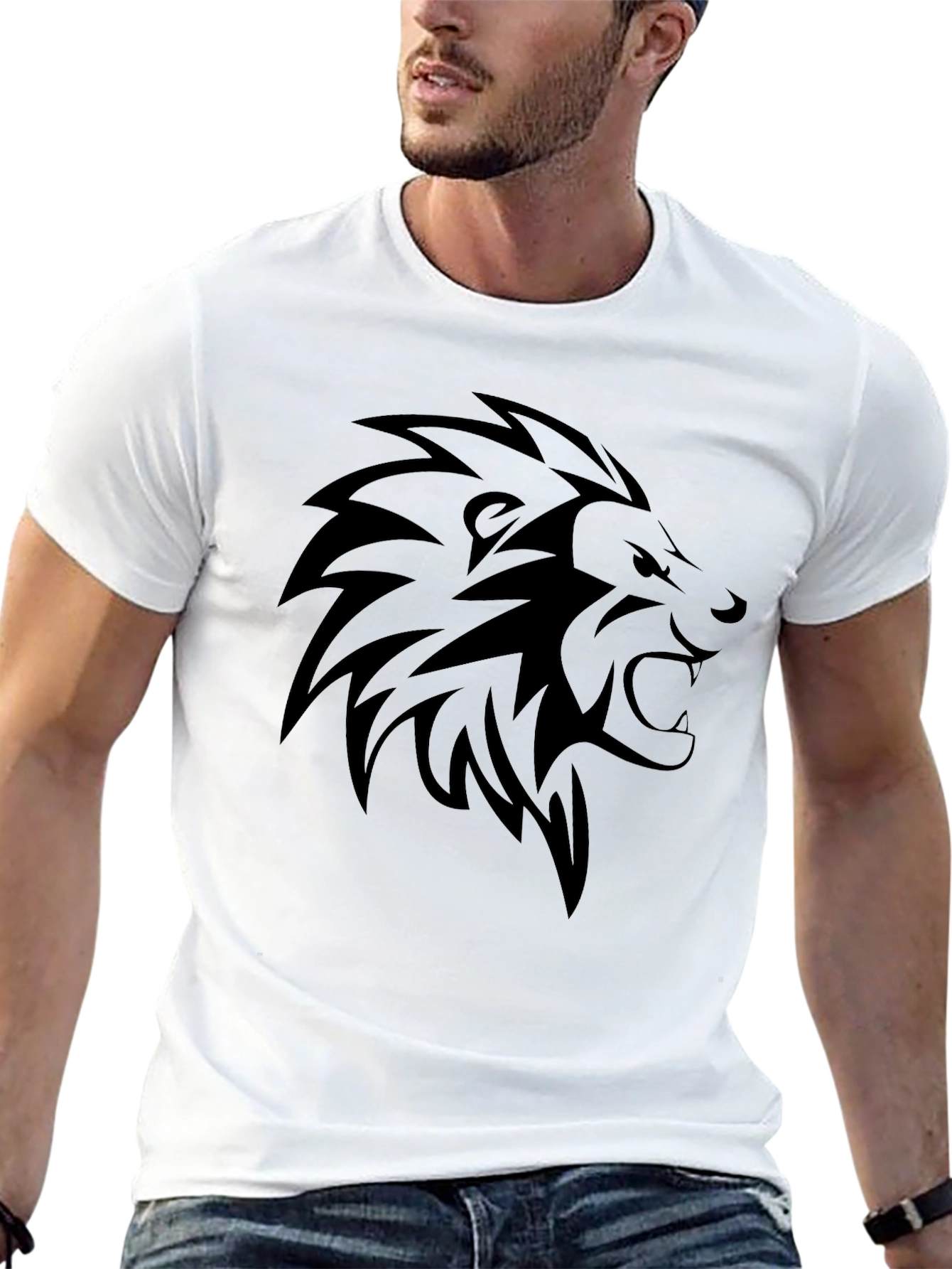 Lion Graphic Black T-Shirt for Men