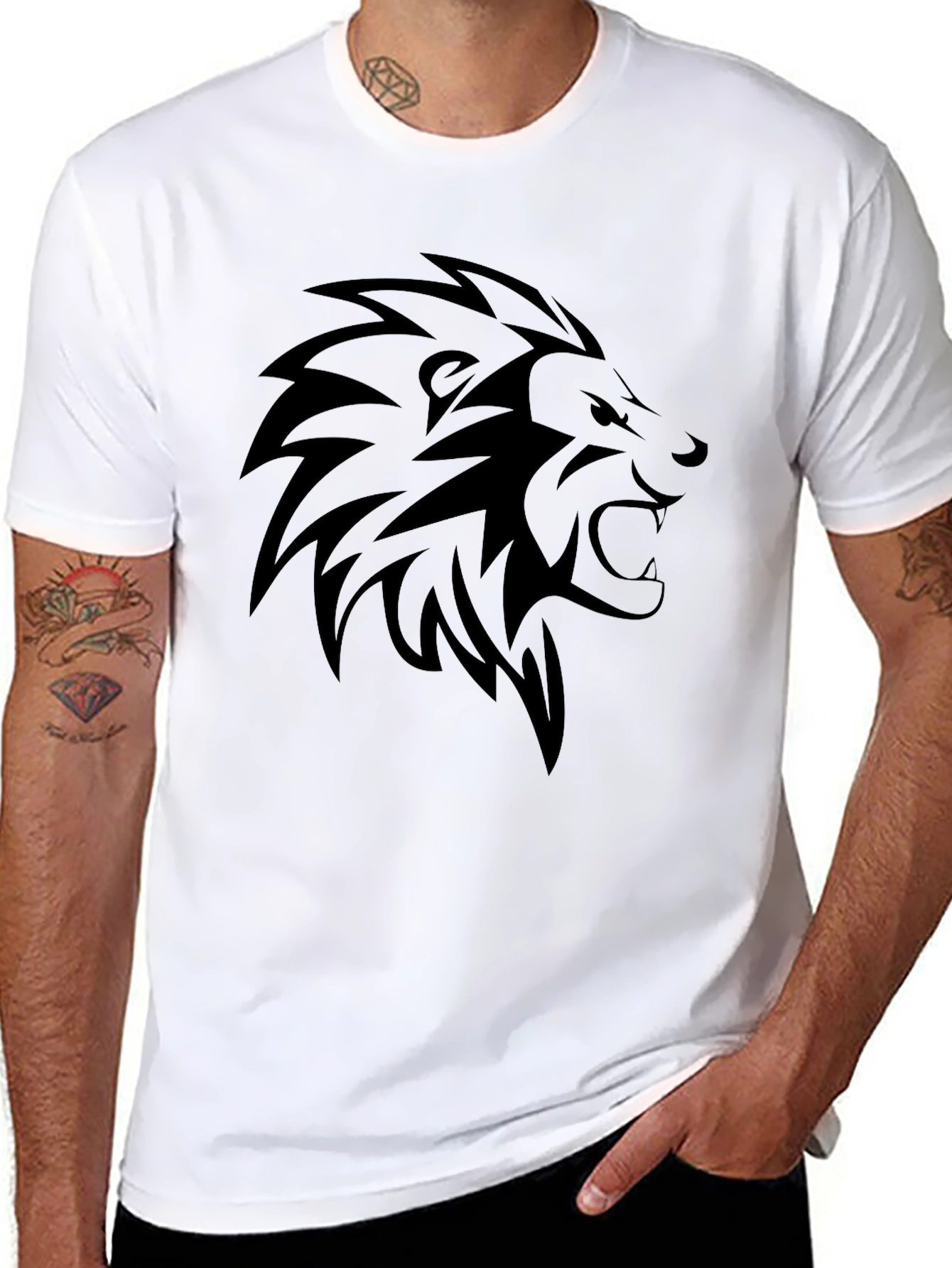 Lion Graphic Black T-Shirt for Men
