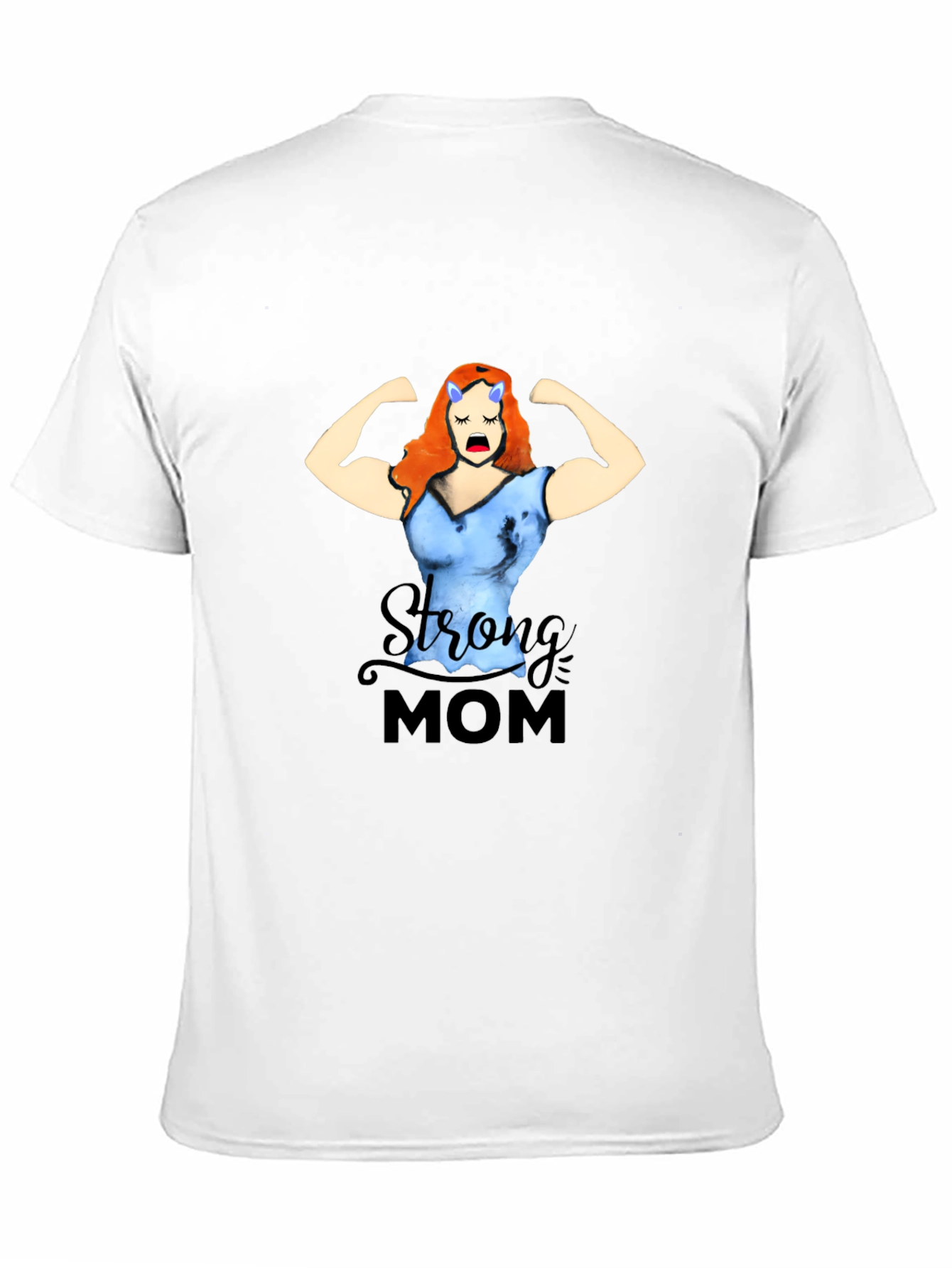 Strong Mom Graphic Tee - Black Cotton Blend T-Shirt