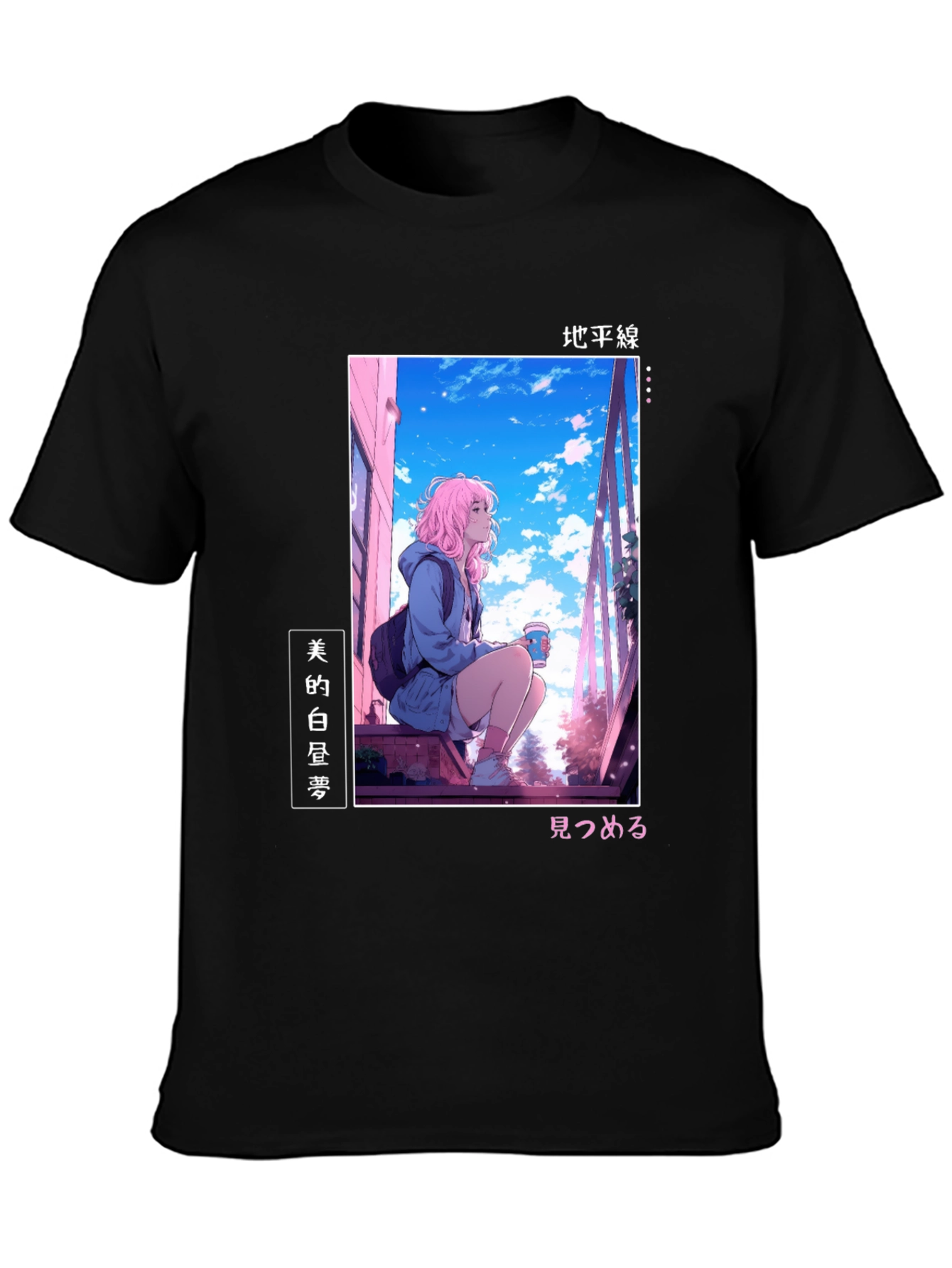 Anime Girl Black T-Shirt