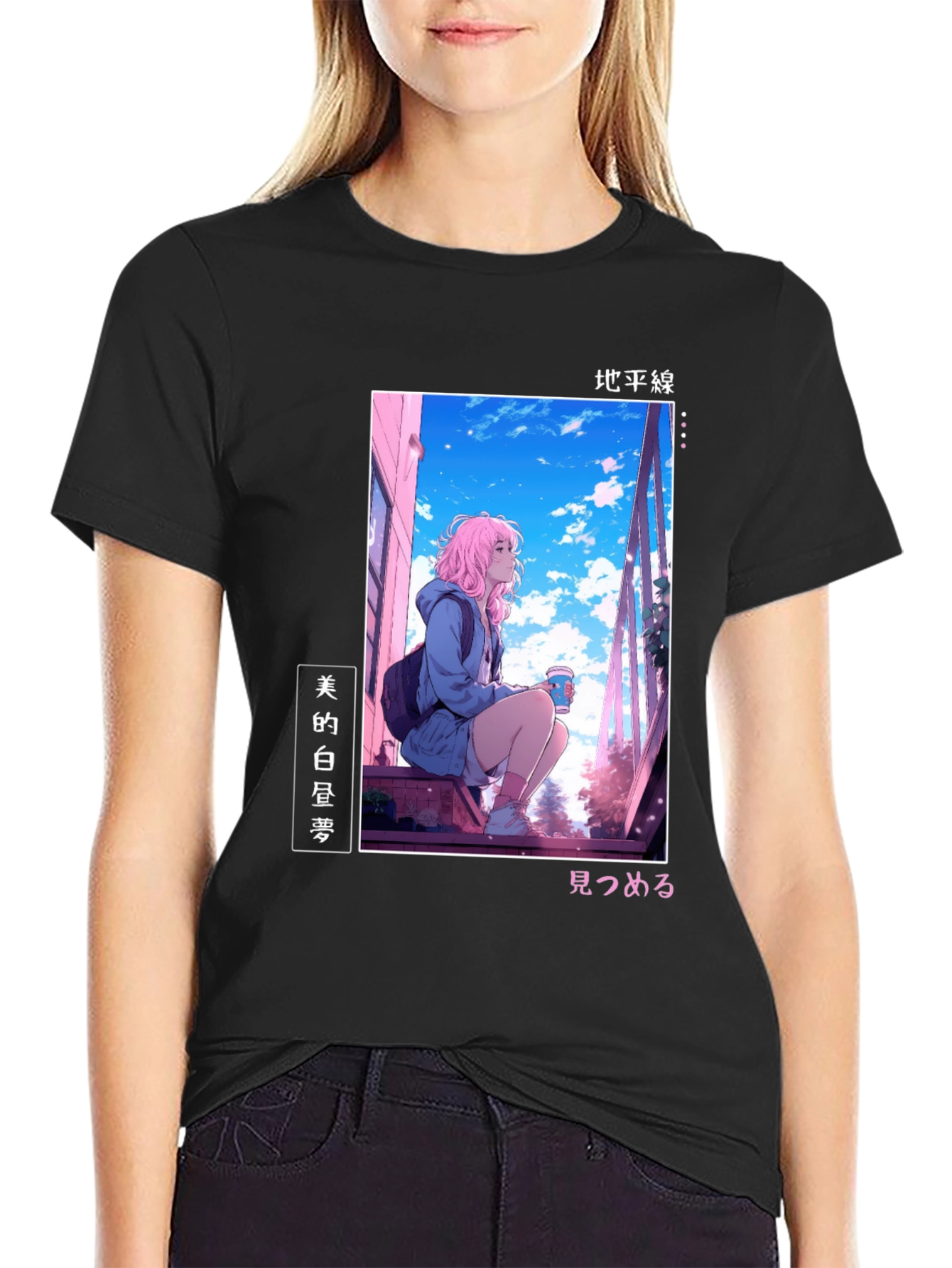Anime Girl Black T-Shirt