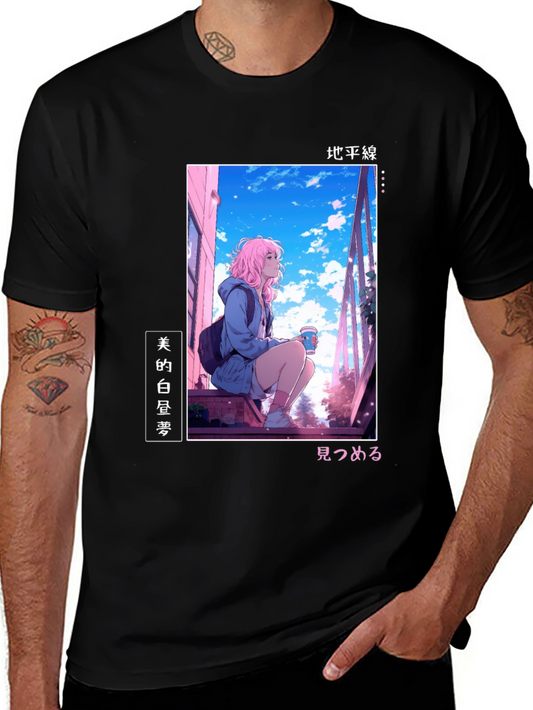 Anime Girl Black T-Shirt