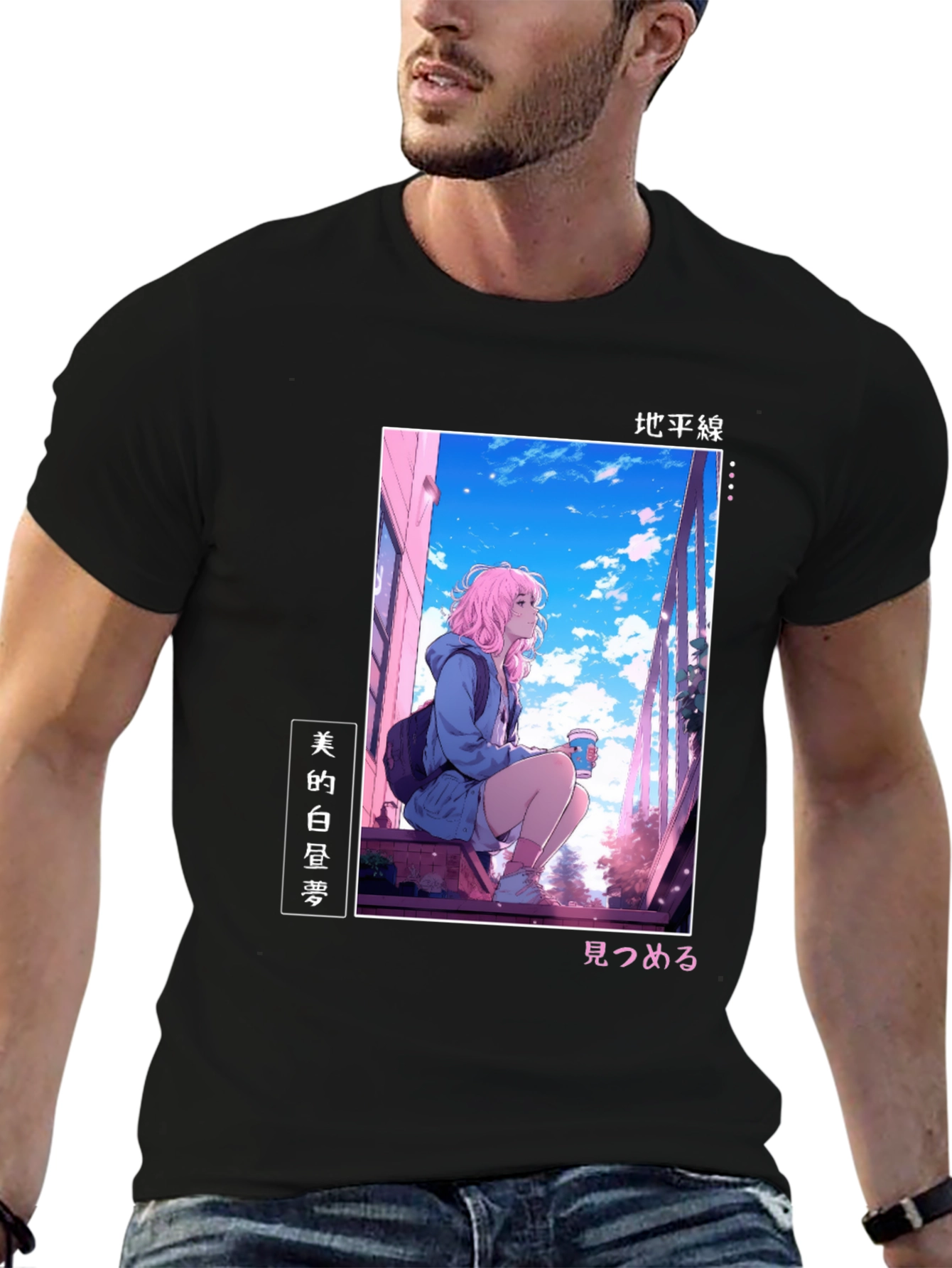 Anime Girl Black T-Shirt