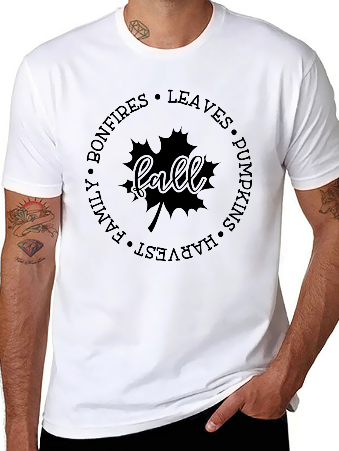 Fall-Themed Graphic Print T-Shirt