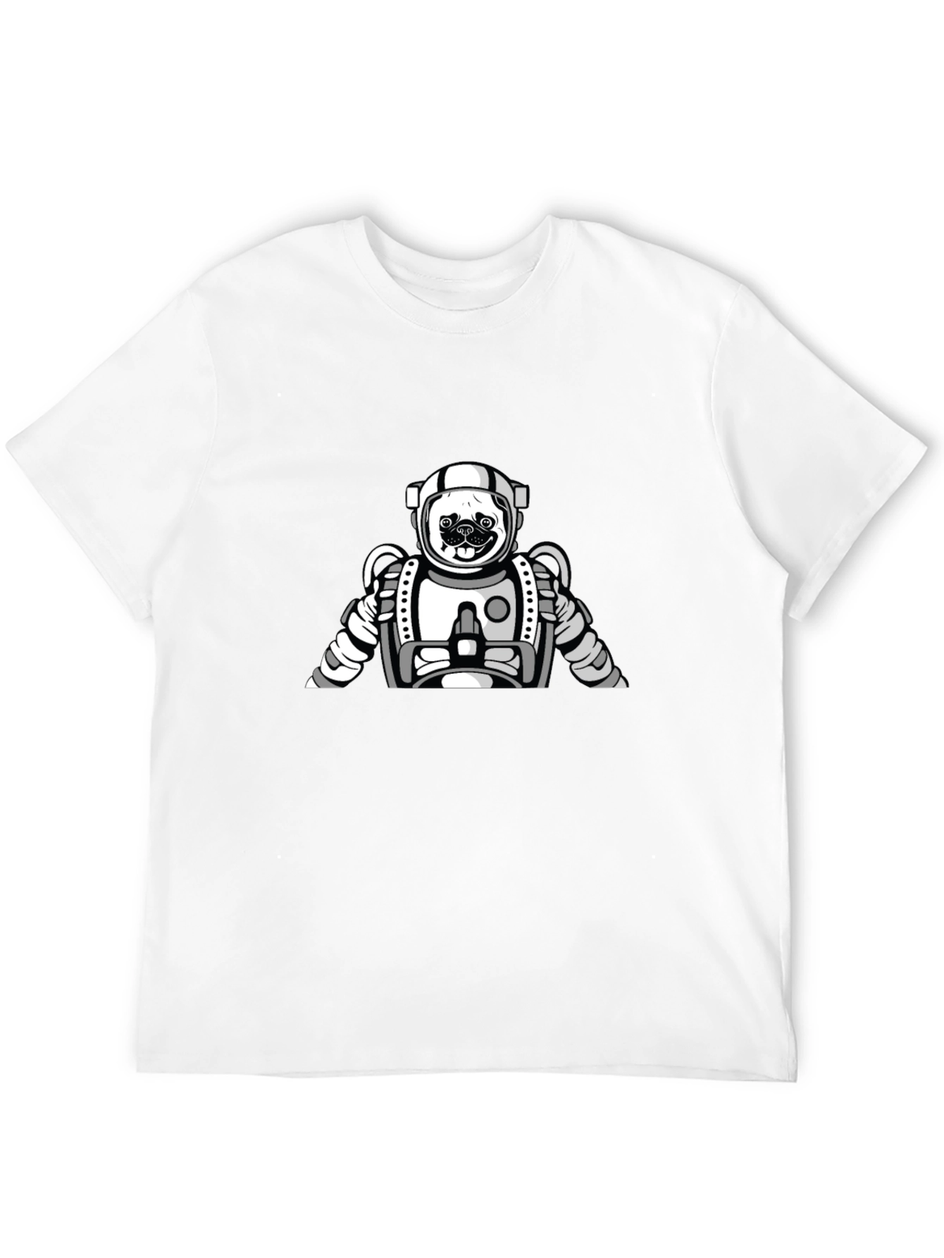 Pug Astronaut Graphic Tee - Black Cotton T-Shirt