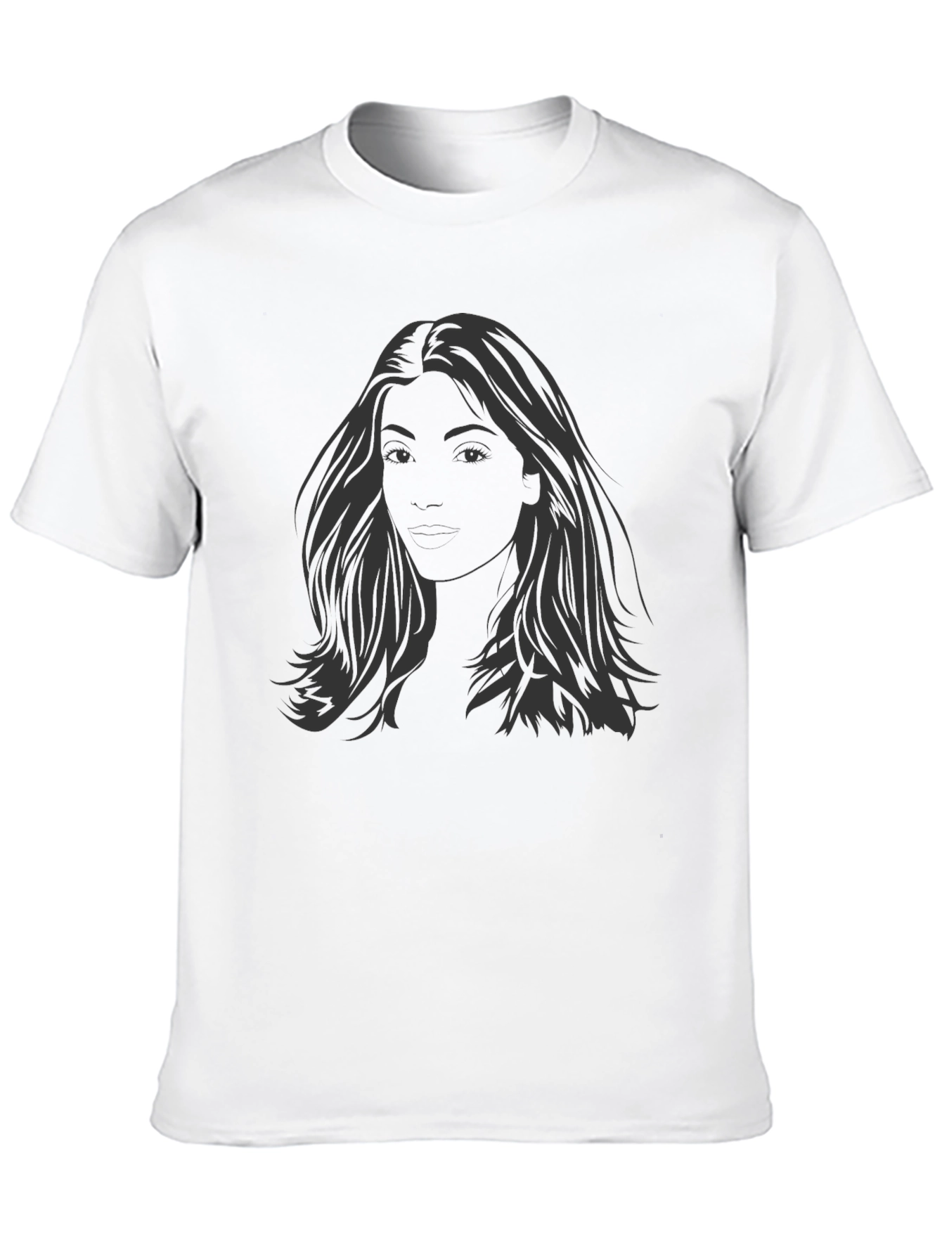 Black T-Shirt with Graphic Womans Portrait