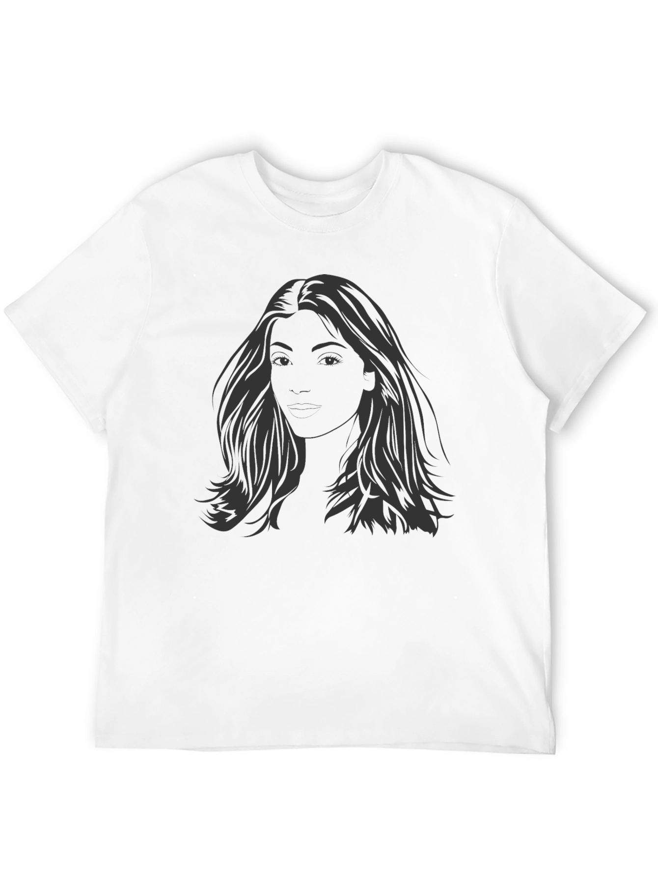Black T-Shirt with Graphic Womans Portrait