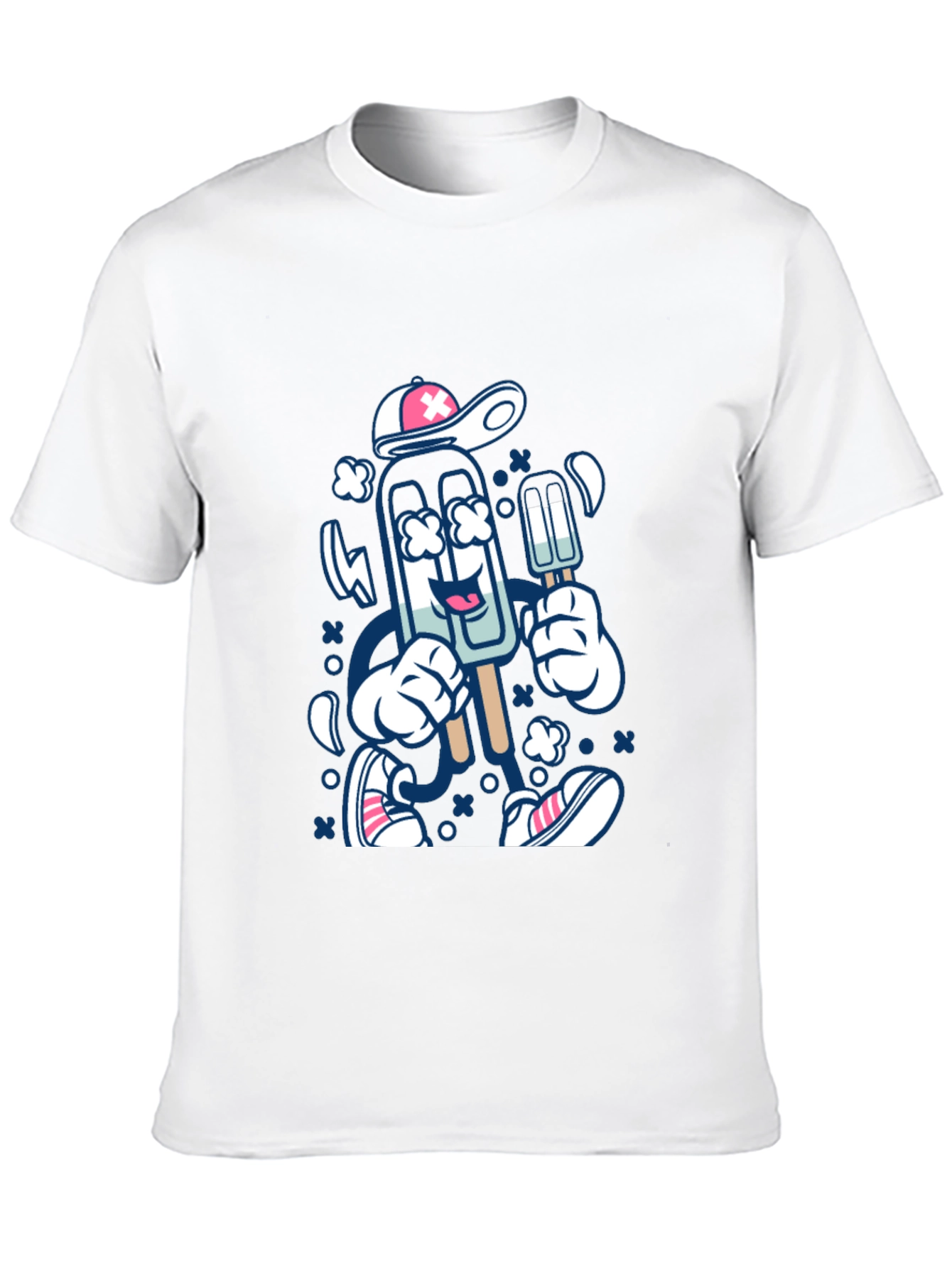 Ice Cream Cartoon Graphic Tee - Black