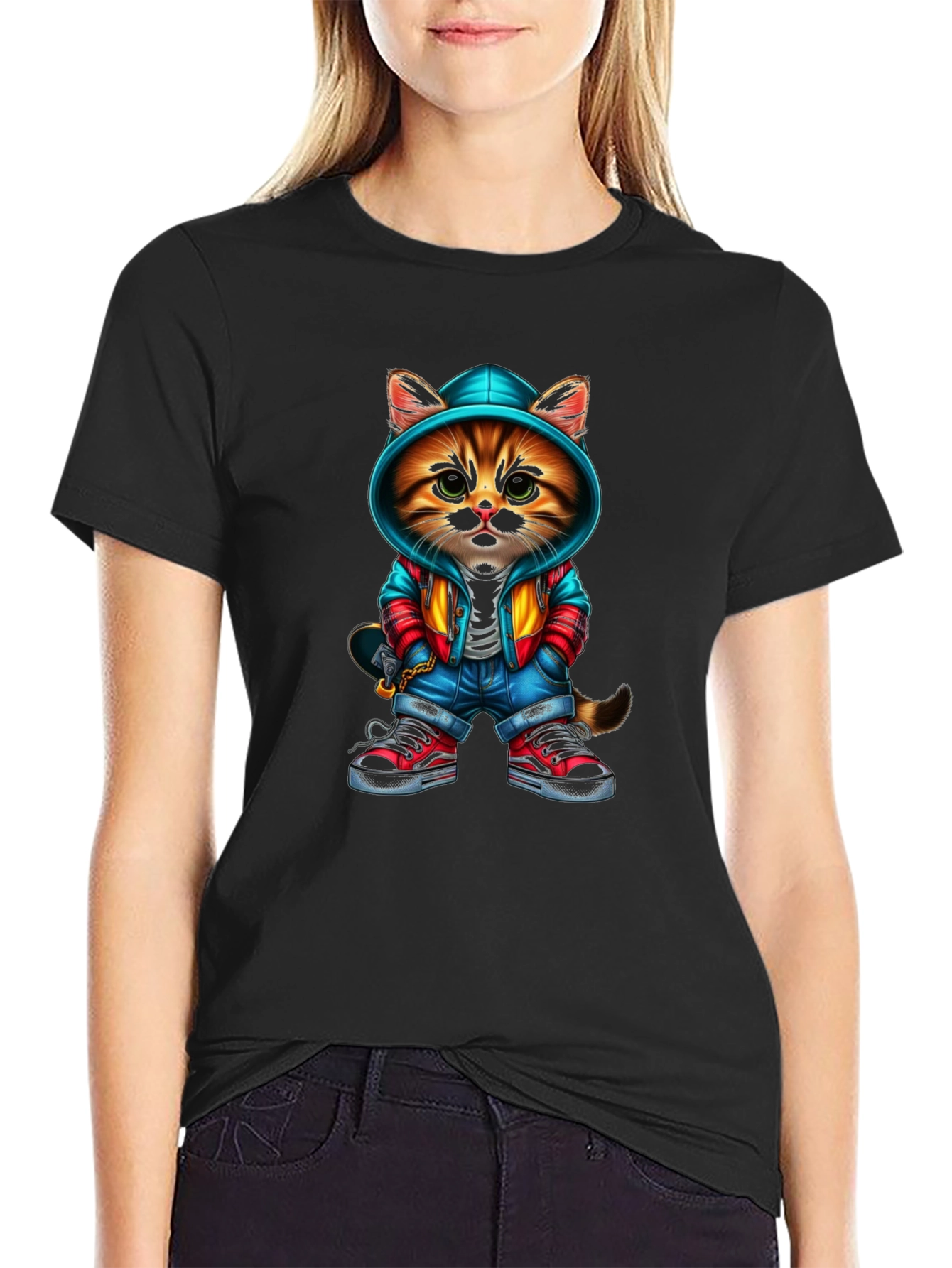 Cool Cat Graphic Tee - Skater Style