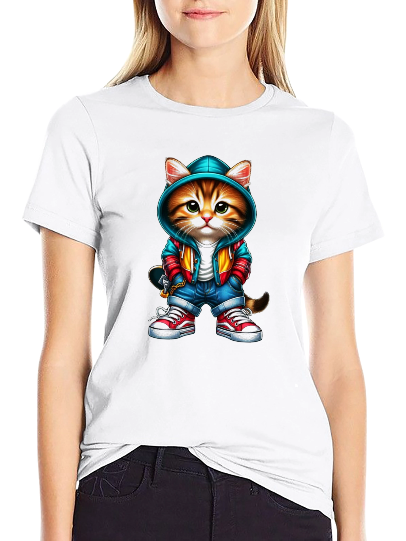 Cool Cat Graphic Tee - Skater Style