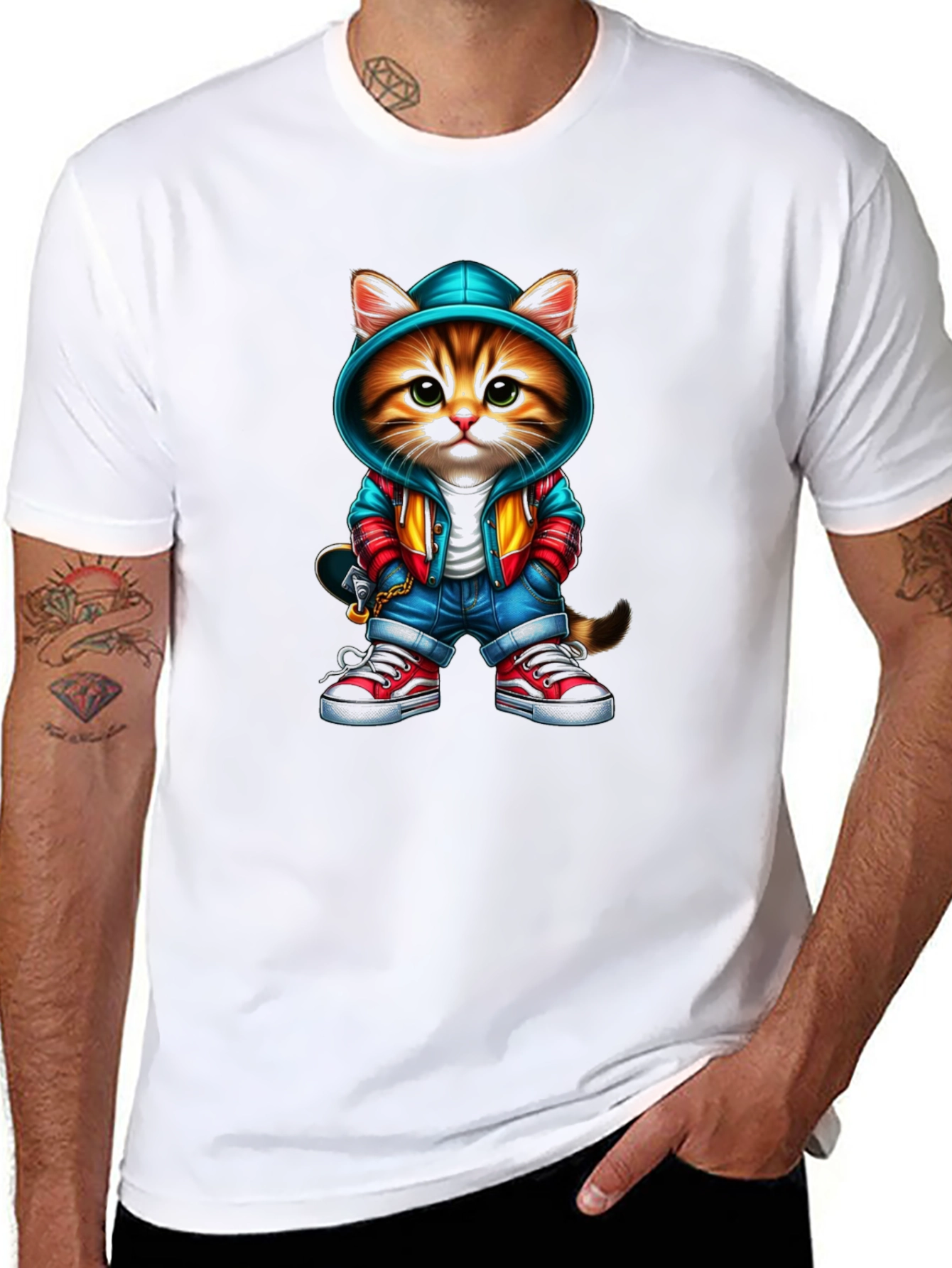 Cool Cat Graphic Tee - Skater Style