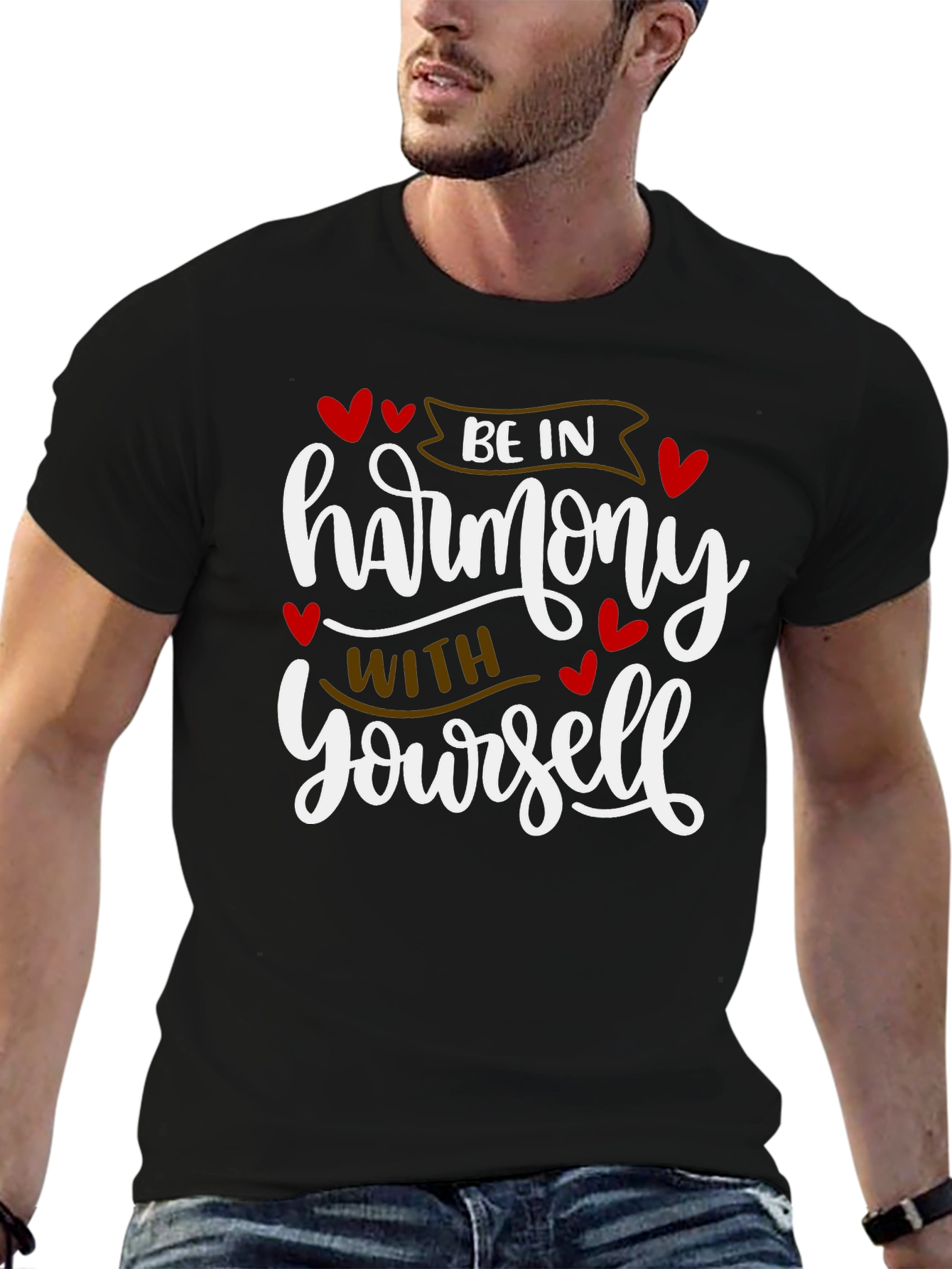 Harmony Within Mens Black Graphic Tee