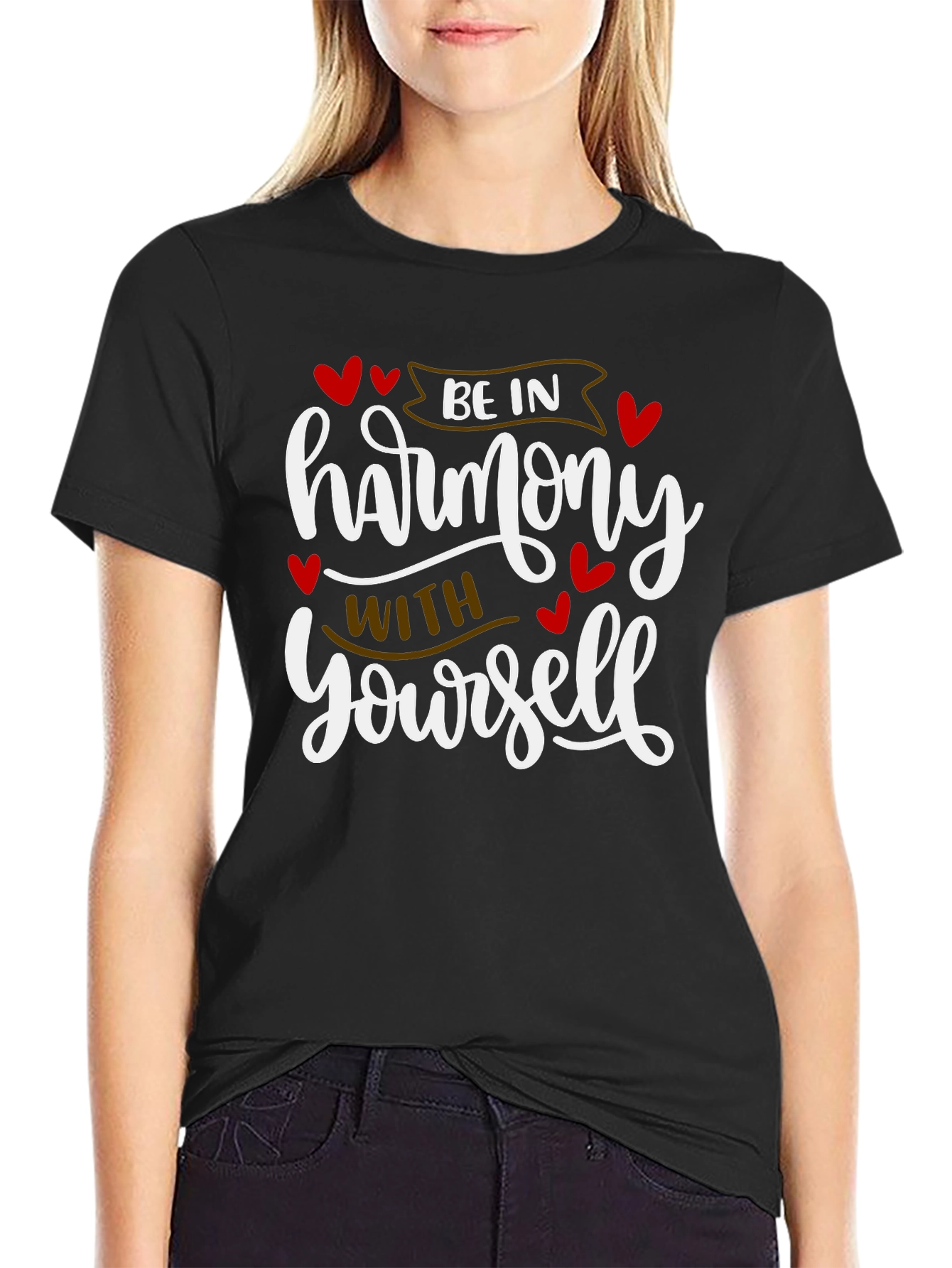 Harmony Within Mens Black Graphic Tee