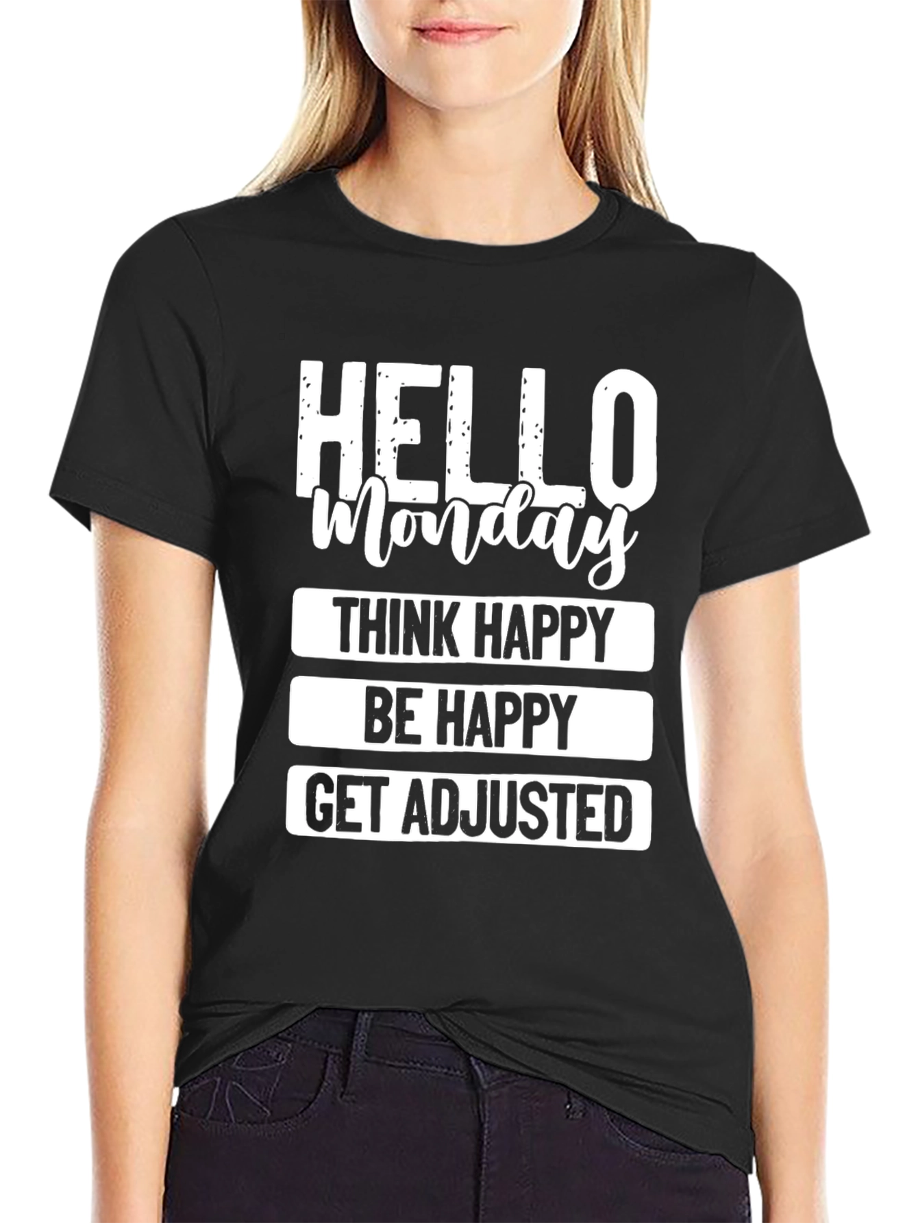Hello Monday Graphic T-Shirt - Think Happy Be Happy