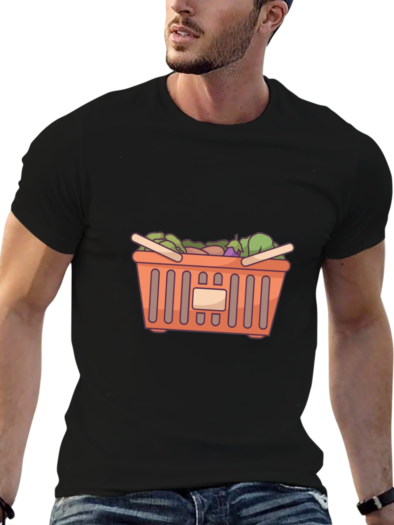 Funny Graphic Tee - Shopping Basket Design
