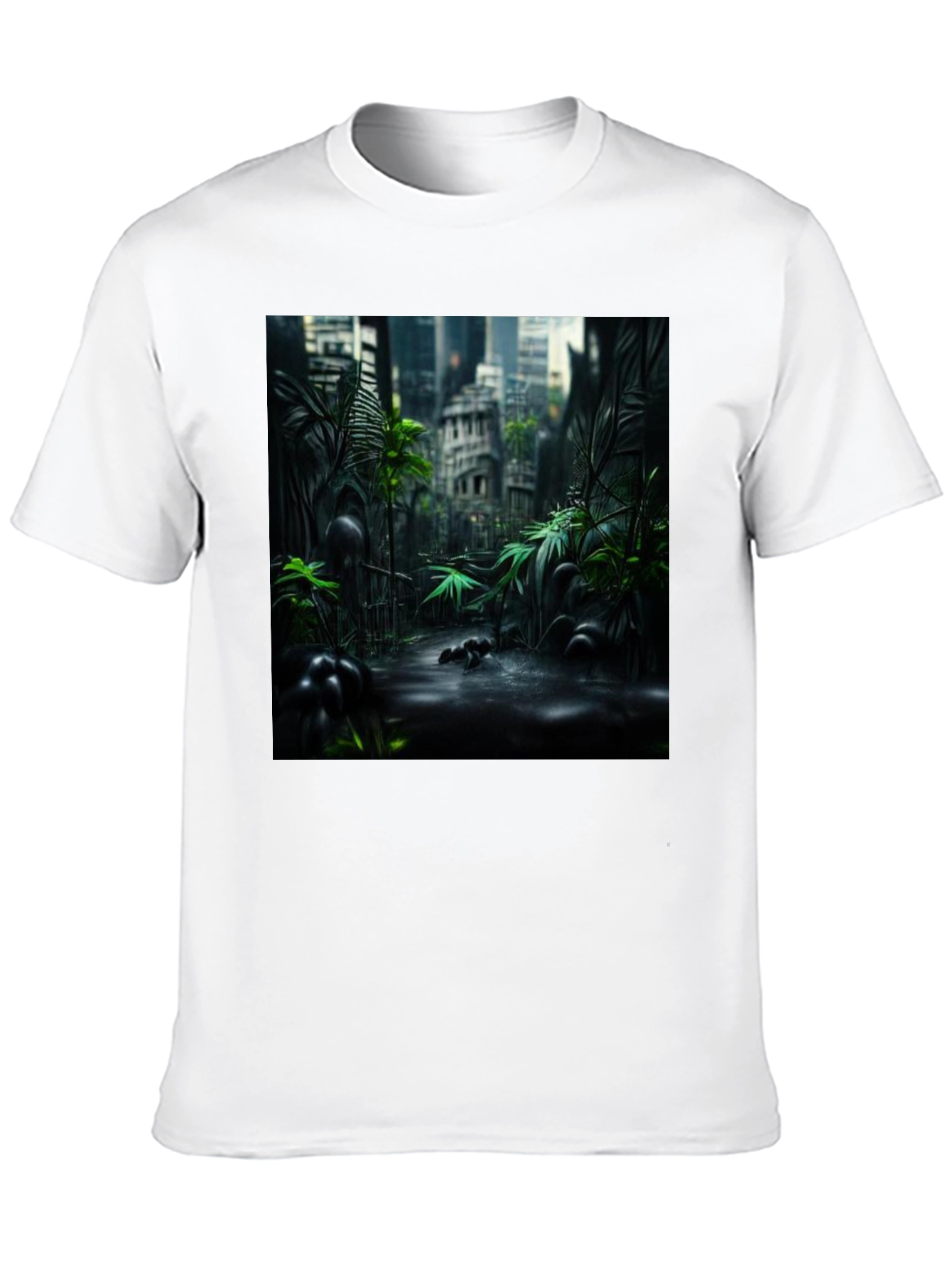 Urban Jungle Graphic Tee - Black Cotton T-Shirt