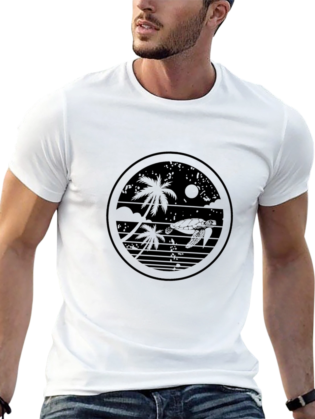 Tropical Turtle Graphic Tee - Black