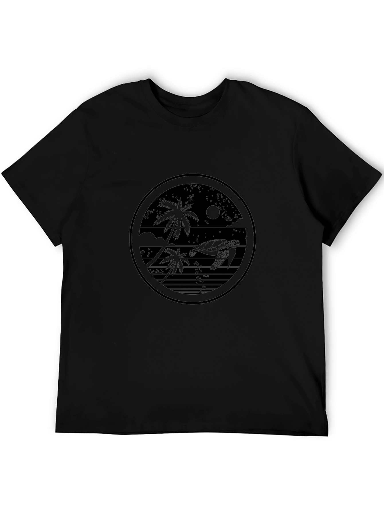 Tropical Turtle Graphic Tee - Black