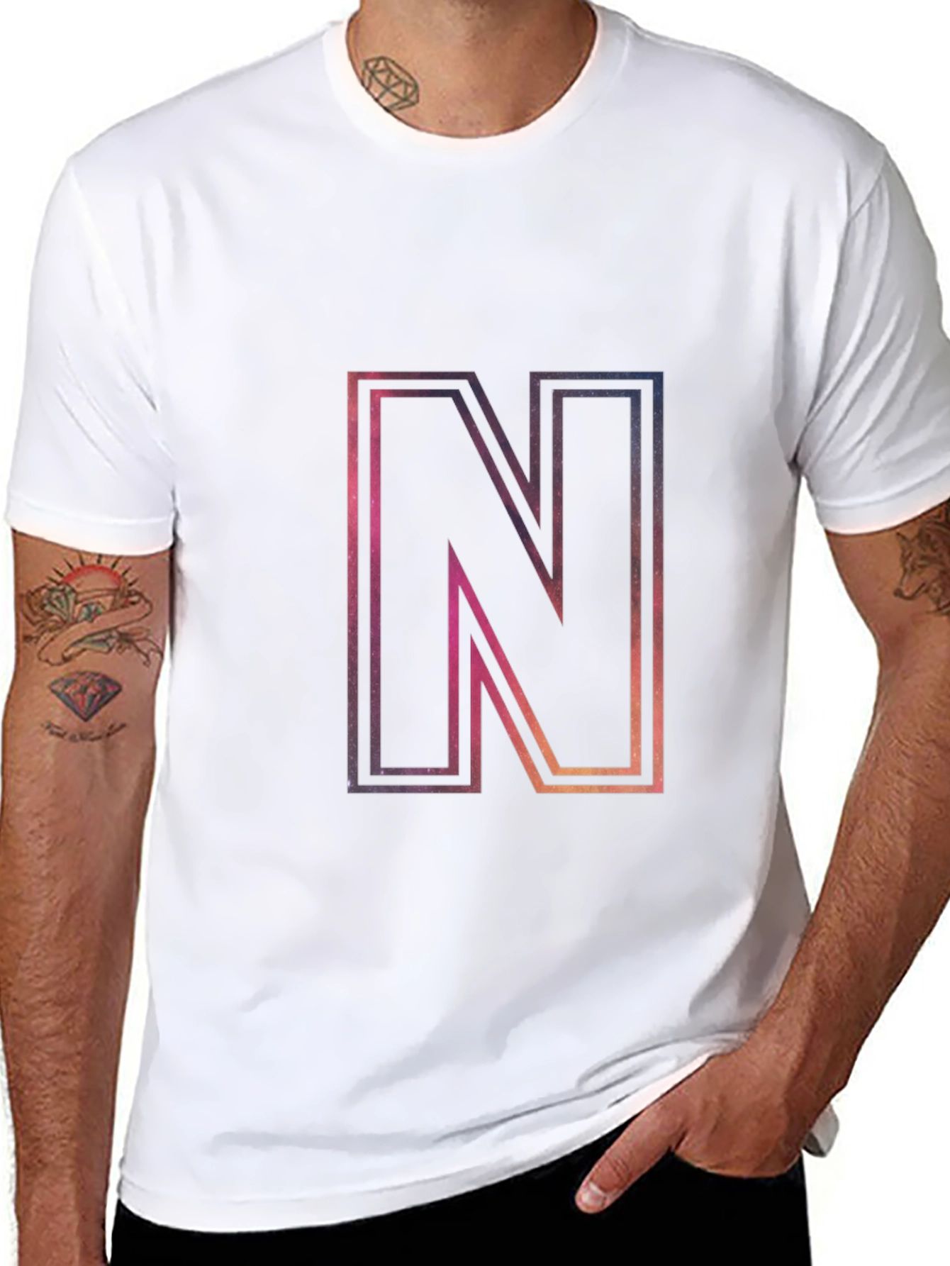 Black T-Shirt with Gradient N Graphic