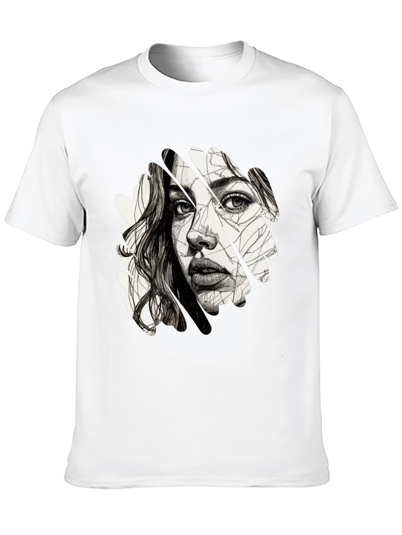 Abstract Woman Face Graphic Black T-Shirt