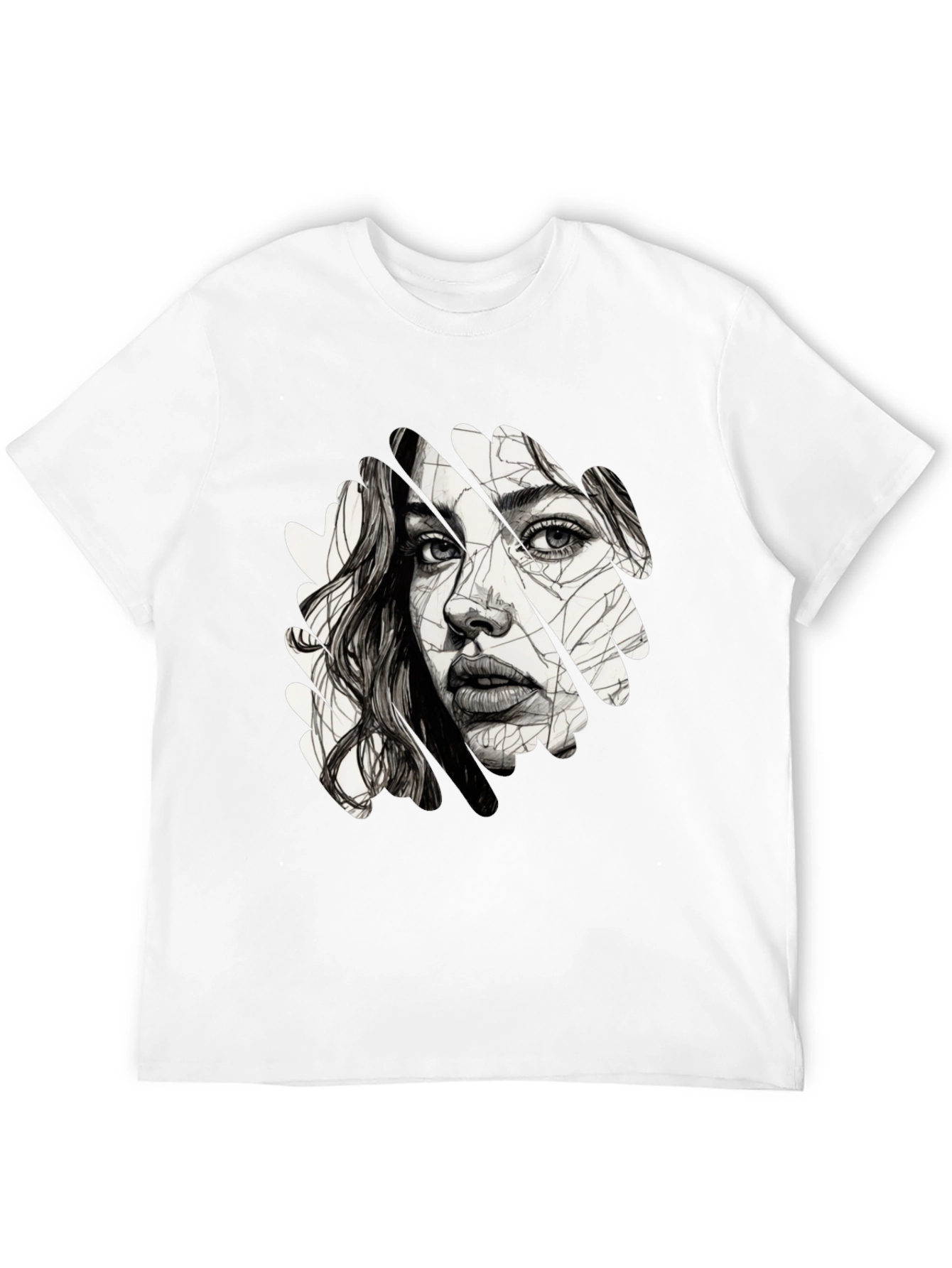 Abstract Woman Face Graphic Black T-Shirt