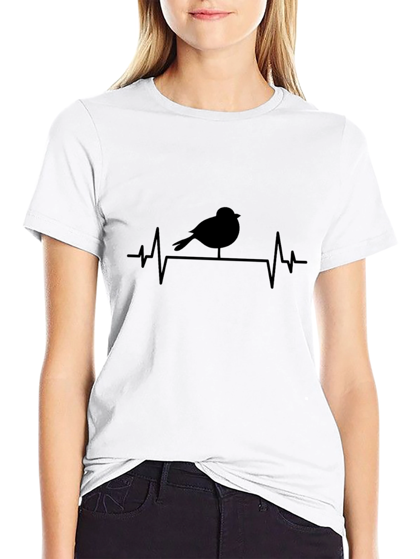 Bird on Heartbeat Line Graphic Tee
