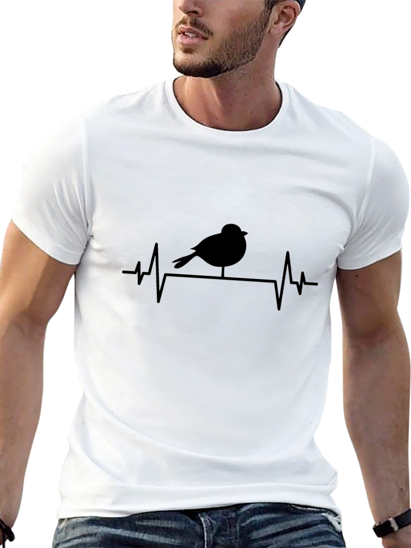 Bird on Heartbeat Line Graphic Tee
